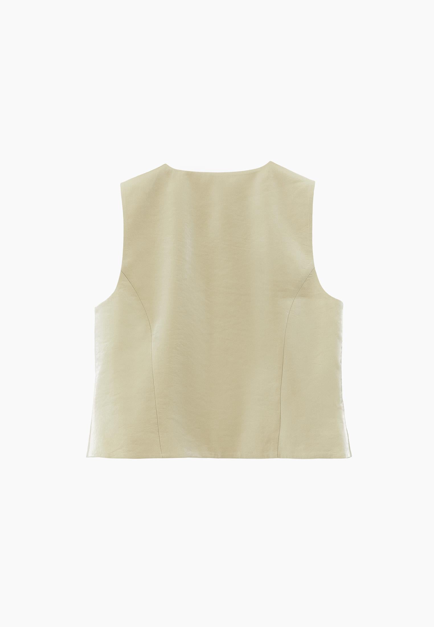 V Neck Loose Fit Vest - SAGE GREEN