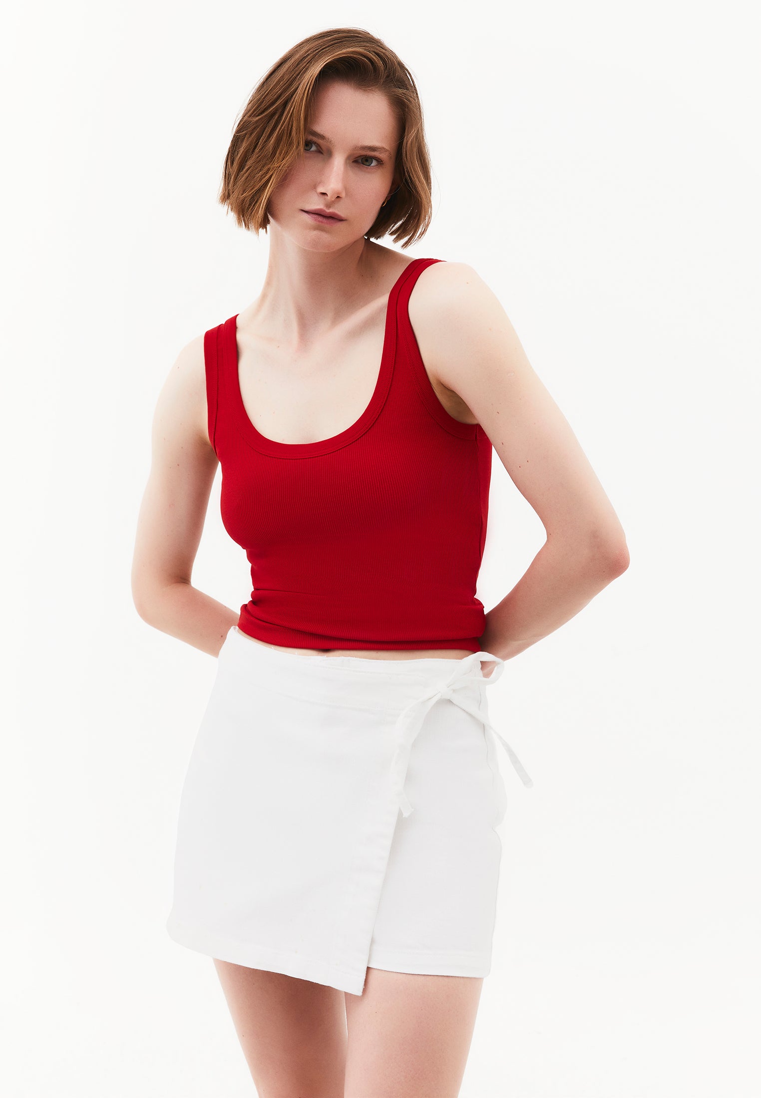 U Neck Bodycon Ribbed Tank Top - SAMBA