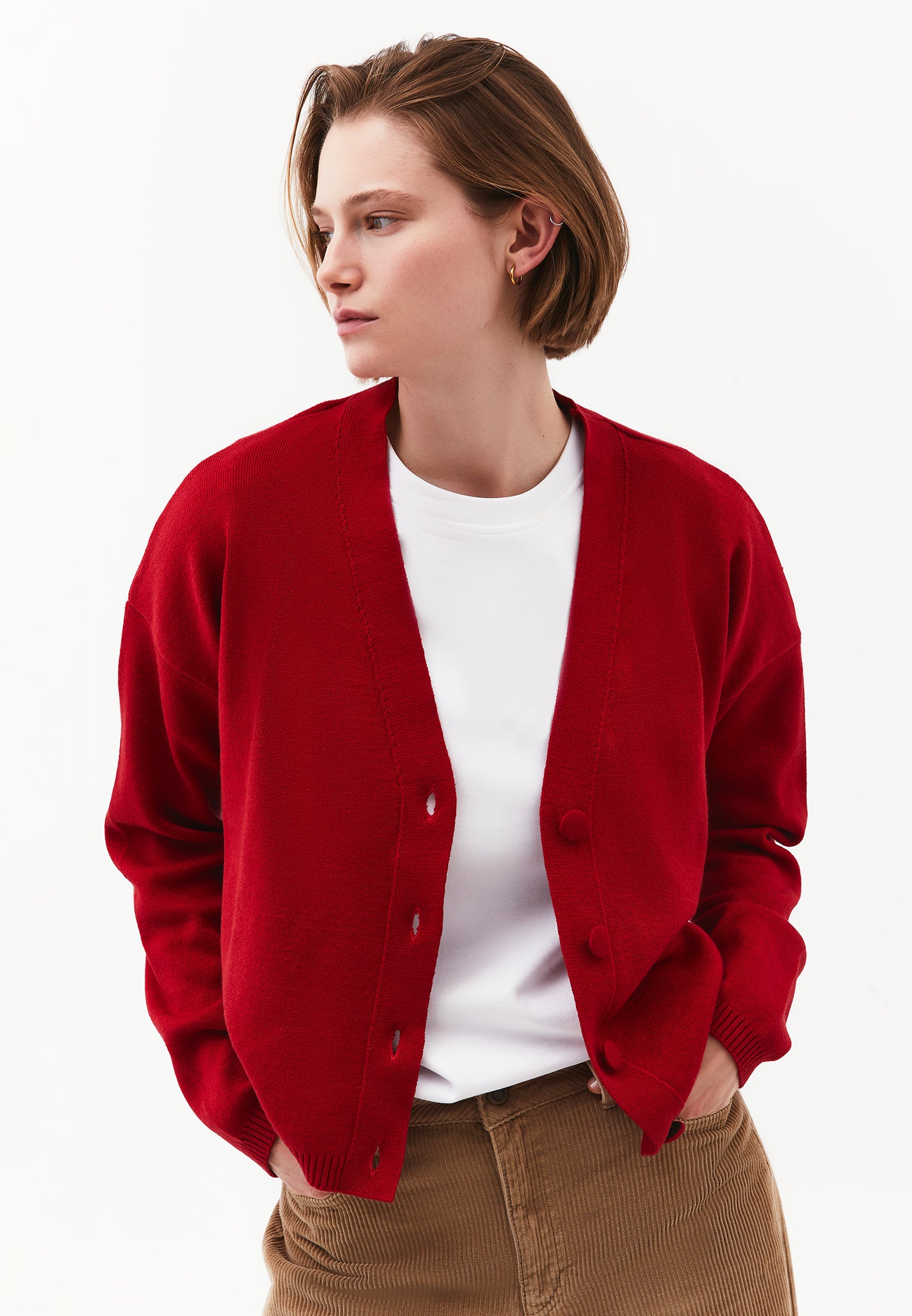 V-Neck Long Sleeve Cardigan - SAMBA