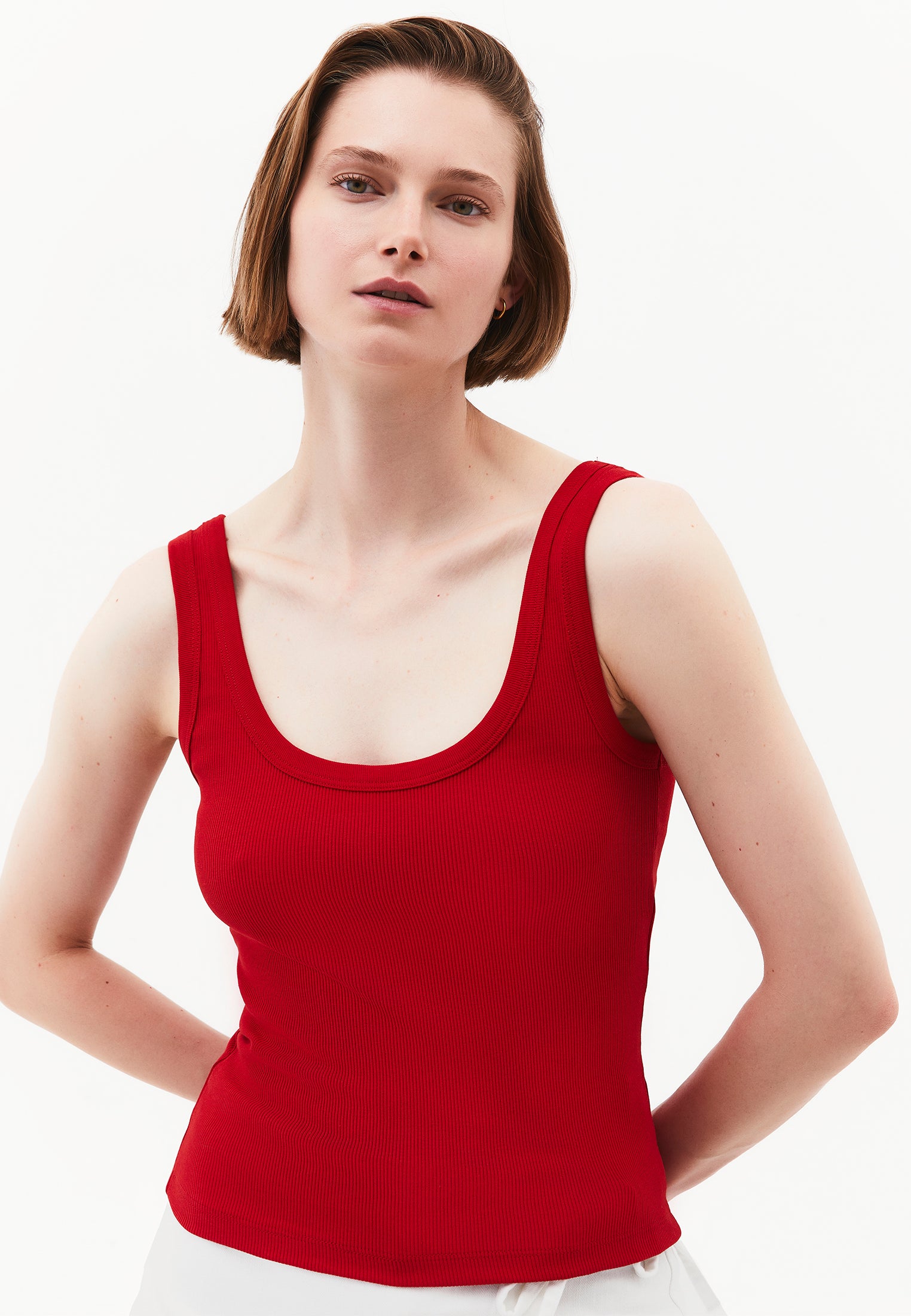 U Neck Bodycon Ribbed Tank Top - SAMBA