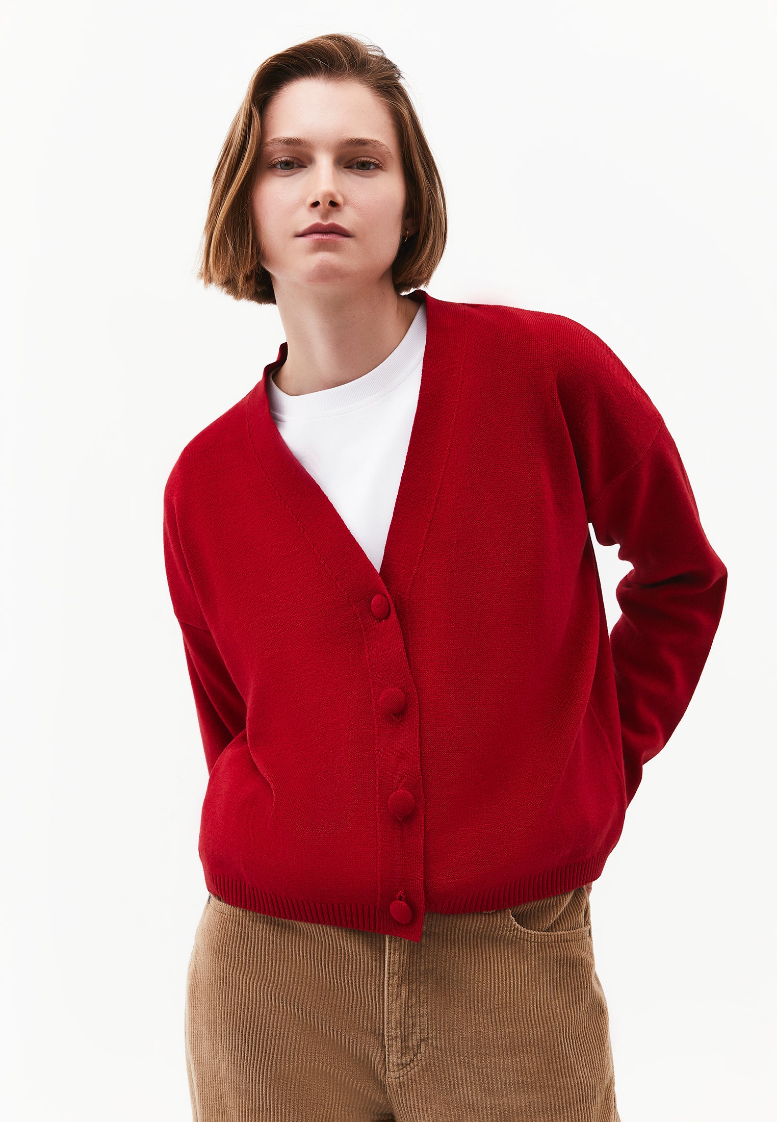 V-Neck Long Sleeve Cardigan - SAMBA
