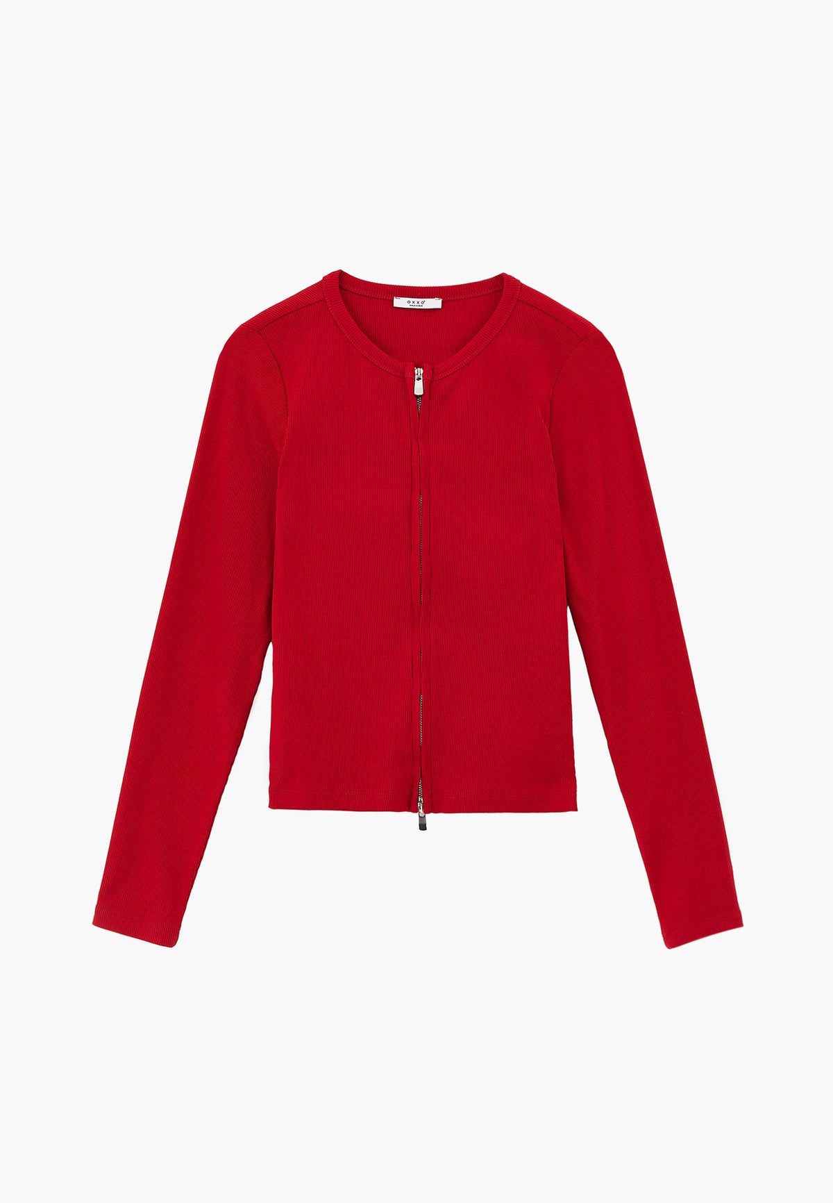 Crew Neck Long Sleeve Zip Detailed Bodycon T-Shirt - SAMBA