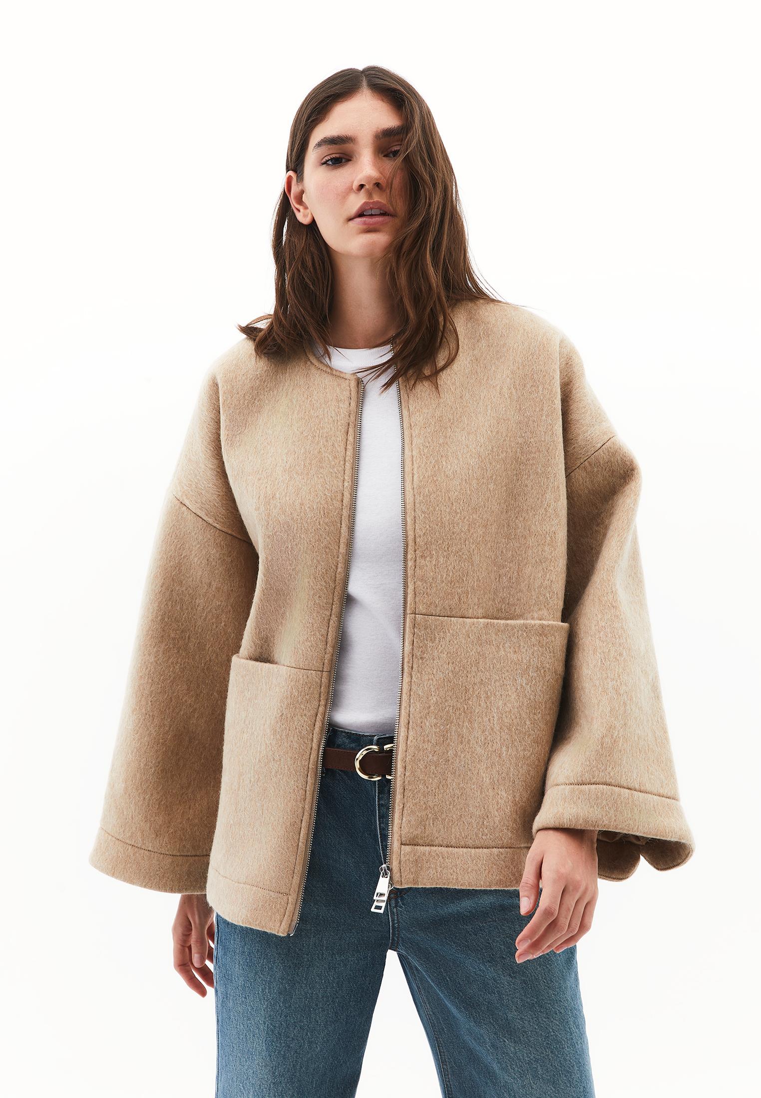 Zero Collar Wool Jacket - SAVANNAH TAN