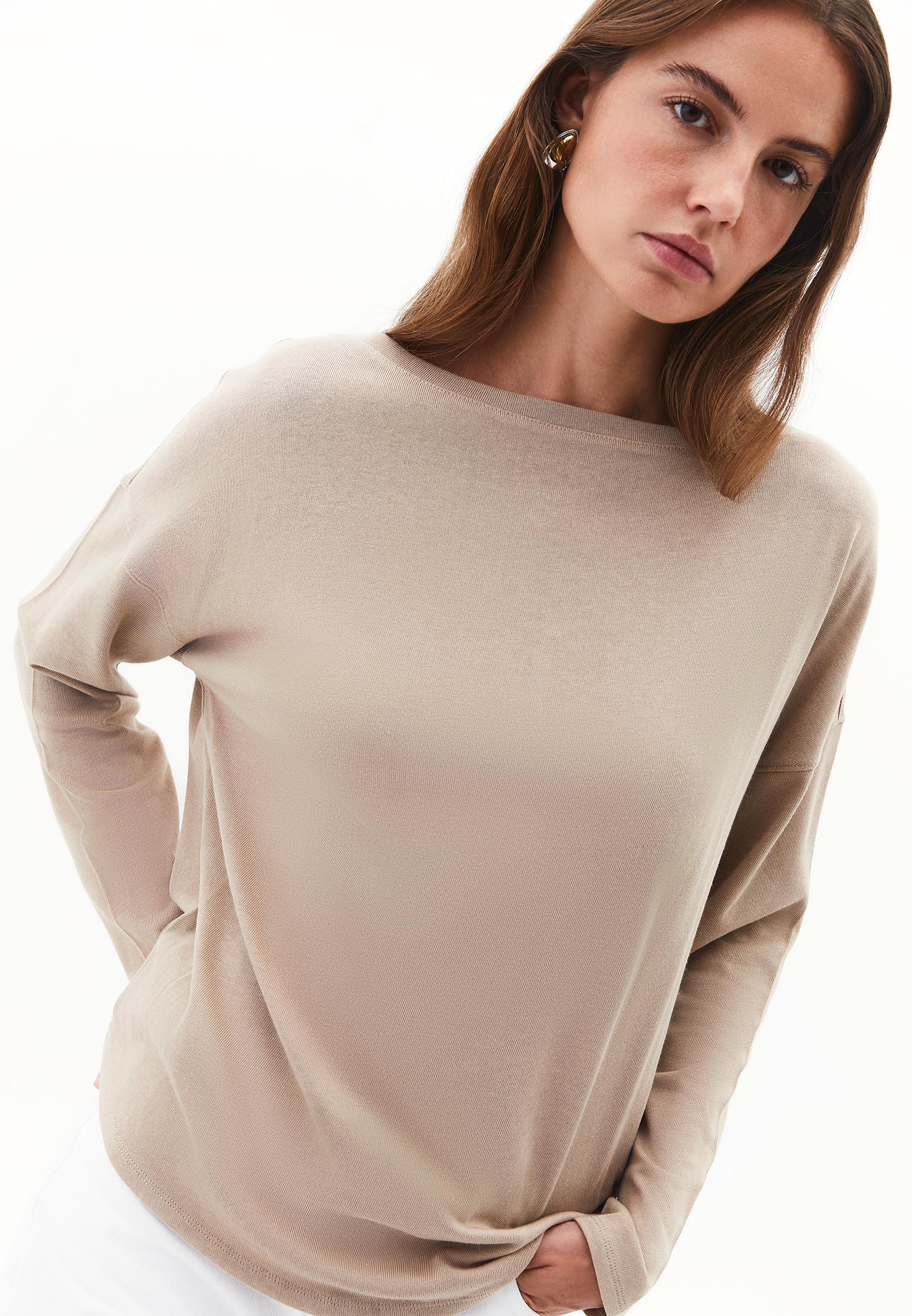 Boat Neck Loose Knit Look Sweater - SAVANNAH TAN