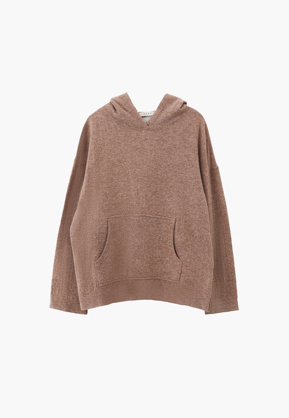 Hooded Long Sleeve Knit Sweatshirt - SAVANNAH TAN