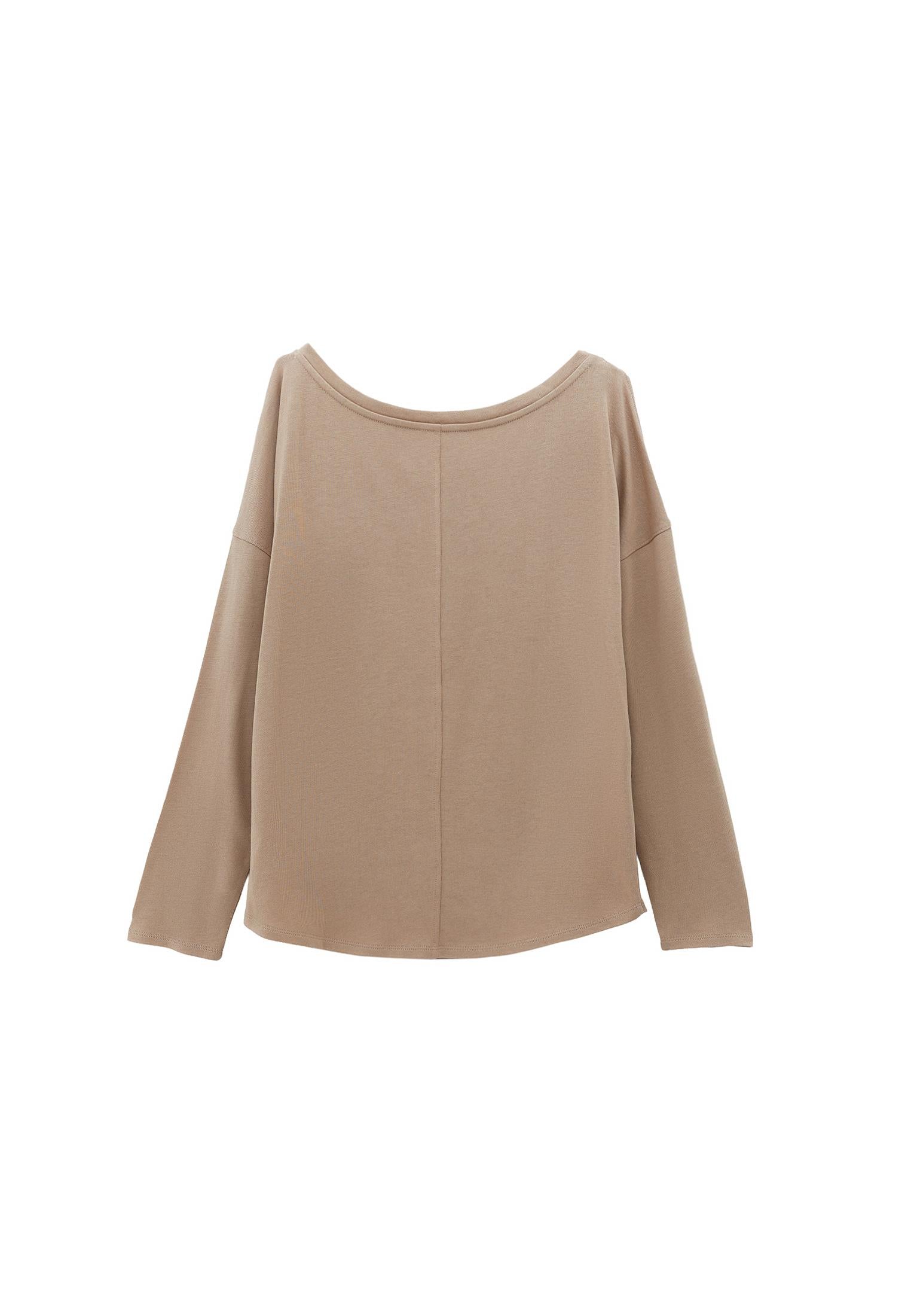 Boat Neck Loose Knit Look Sweater - SAVANNAH TAN