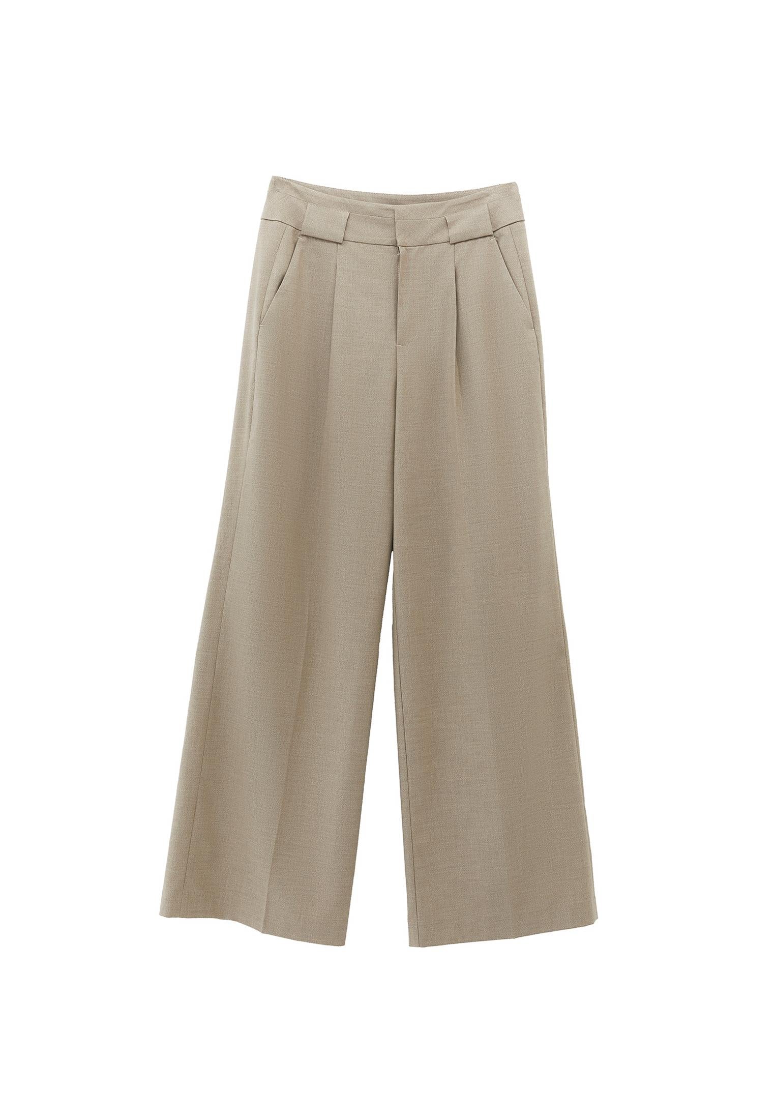 Wide Leg Pleated Trousers - SAVANNAH TAN