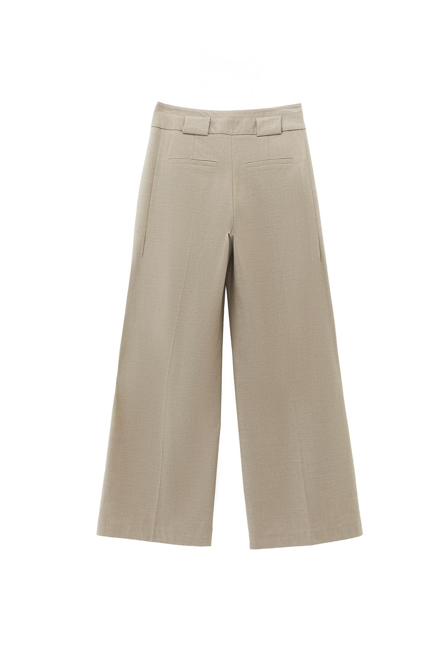 Wide Leg Pleated Trousers - SAVANNAH TAN