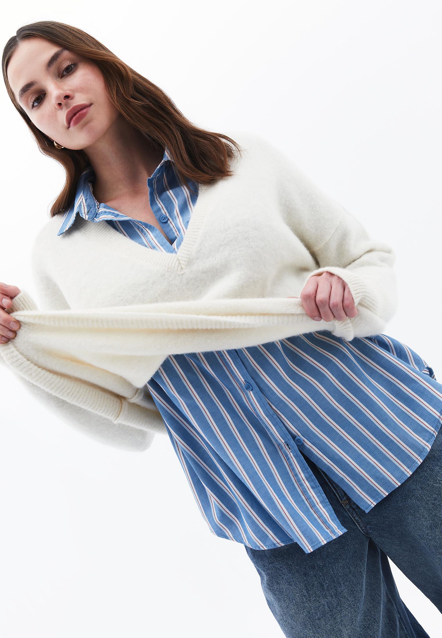 Oversize Striped Buttoned Shirt With Standard Length - SEA OF BELIZE COMB STRIPE