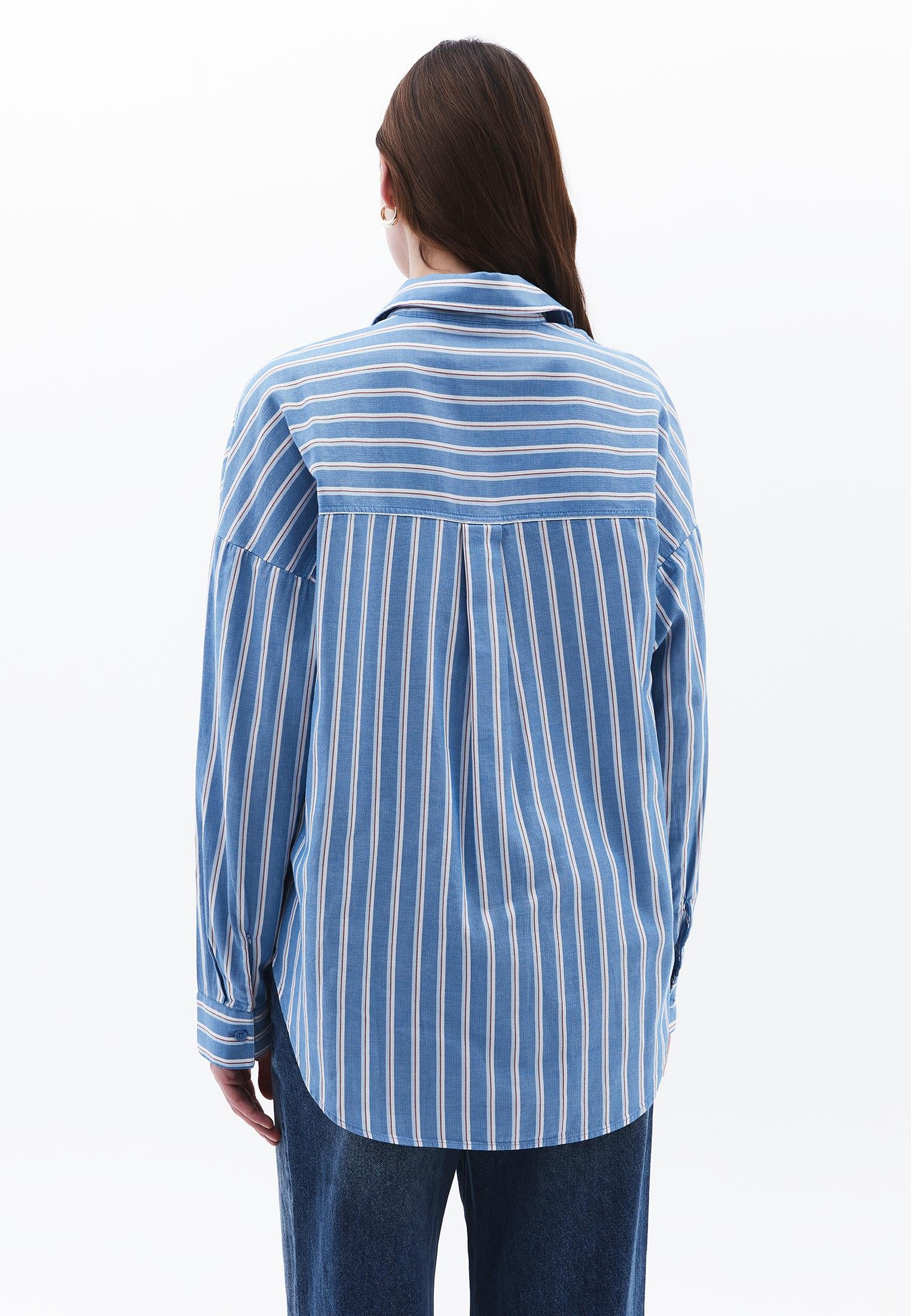 Oversize Striped Buttoned Shirt With Standard Length - SEA OF BELIZE COMB STRIPE