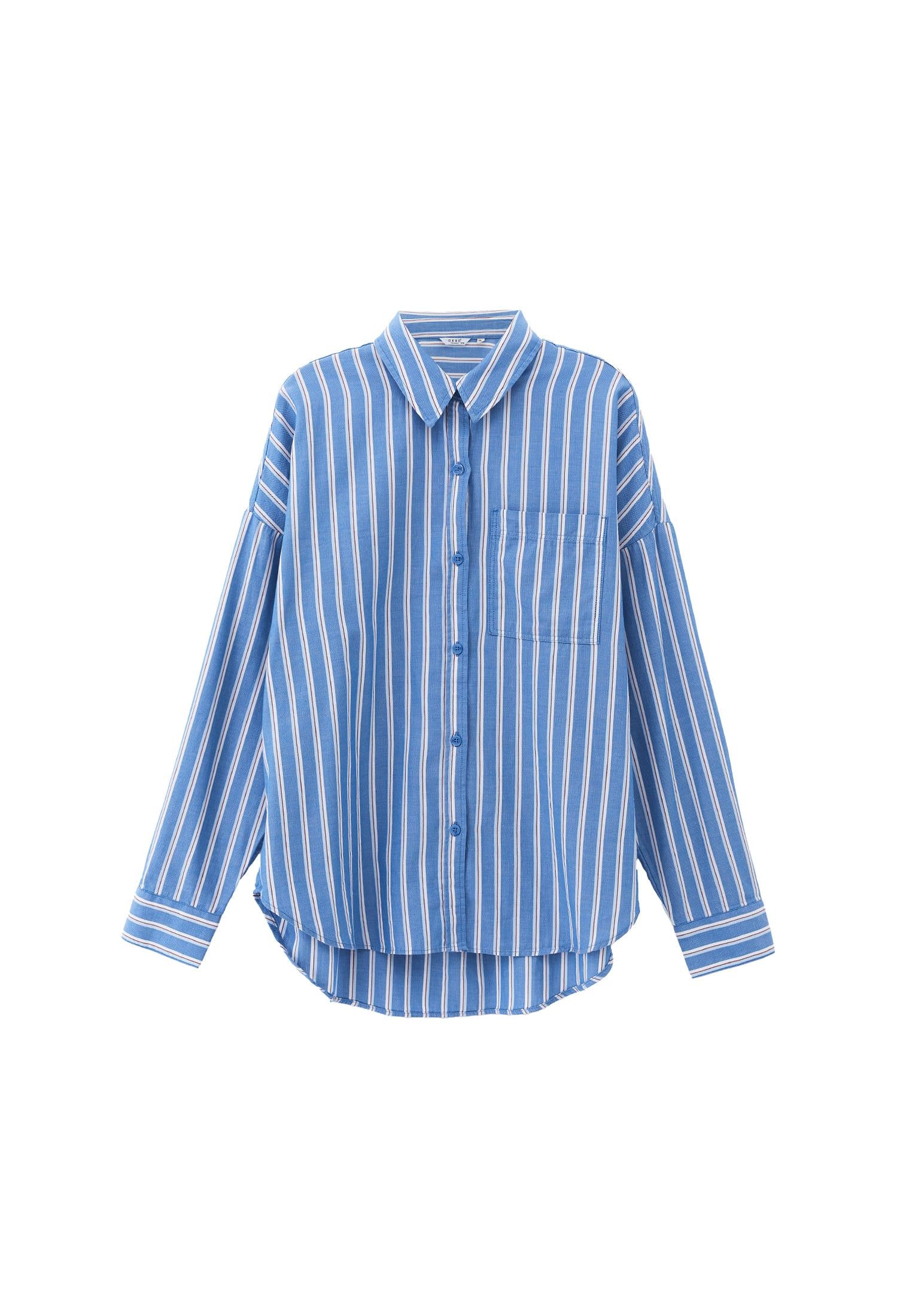 Oversize Striped Buttoned Shirt With Standard Length - SEA OF BELIZE COMB STRIPE