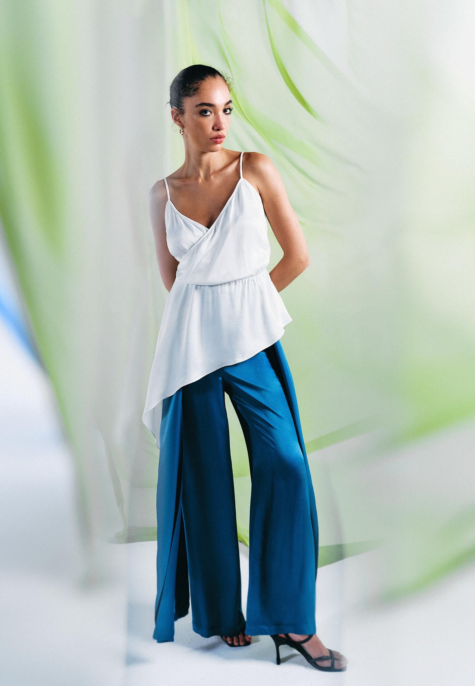 Belted Ultra High Waist Wide Leg Pants - SHADED SPRUCE