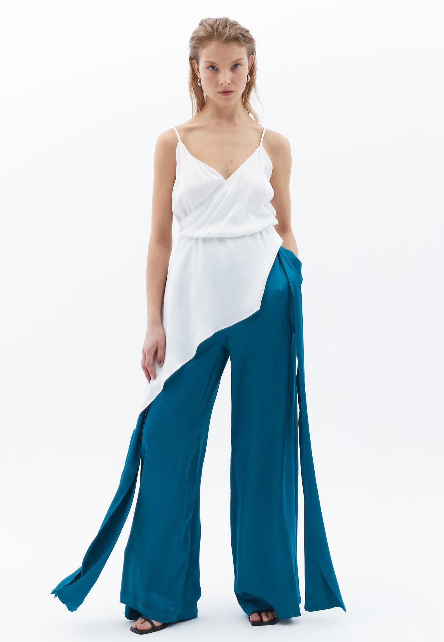 Belted Ultra High Waist Wide Leg Pants - SHADED SPRUCE