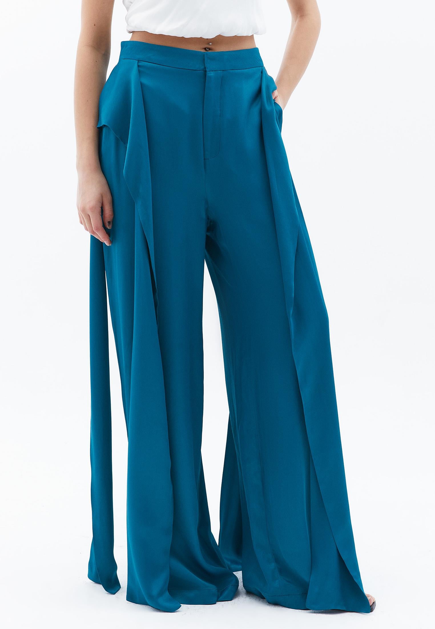 Belted Ultra High Waist Wide Leg Pants - SHADED SPRUCE