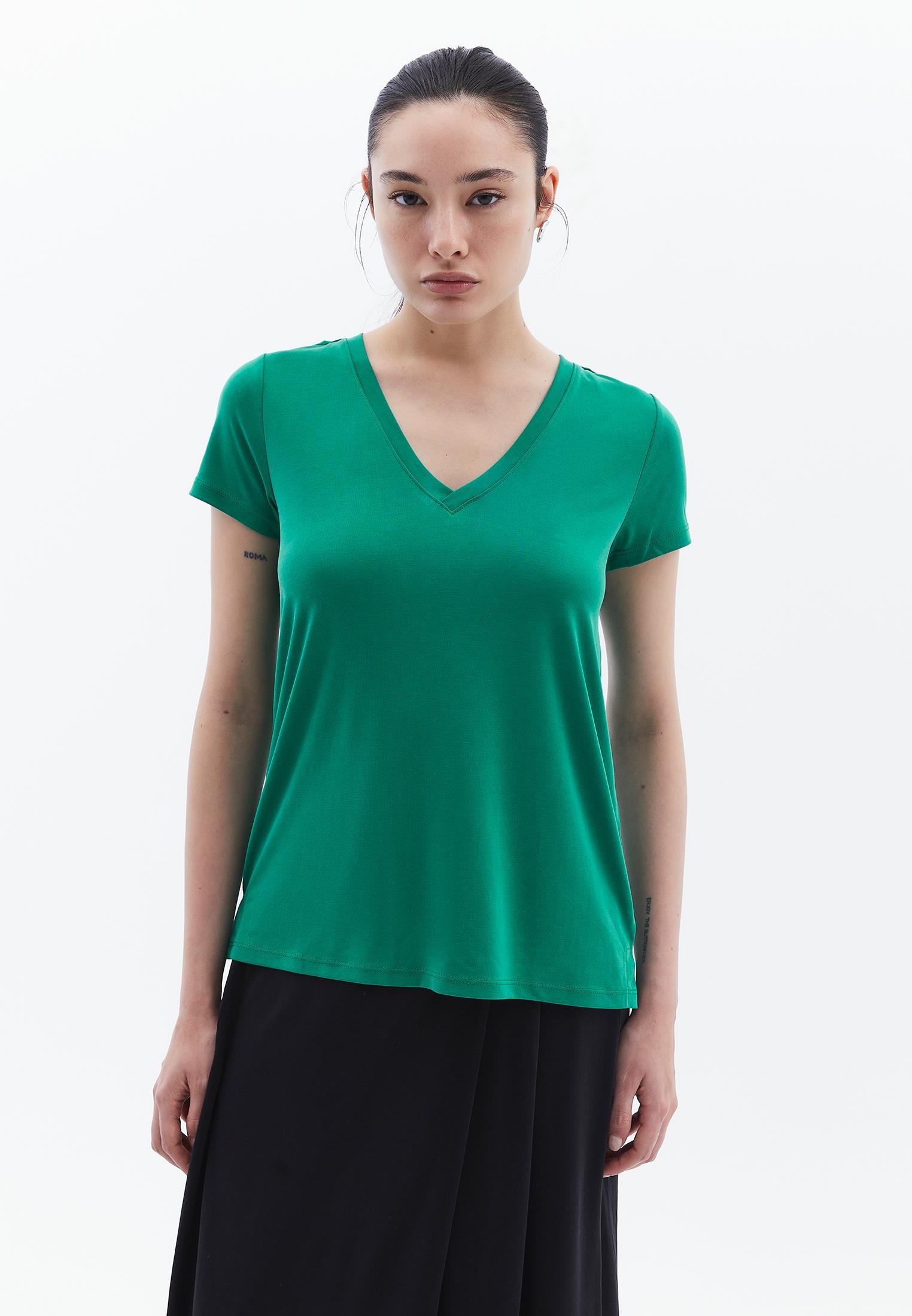 V Neck Short Sleeve T-Shirt - SHADY GLADE