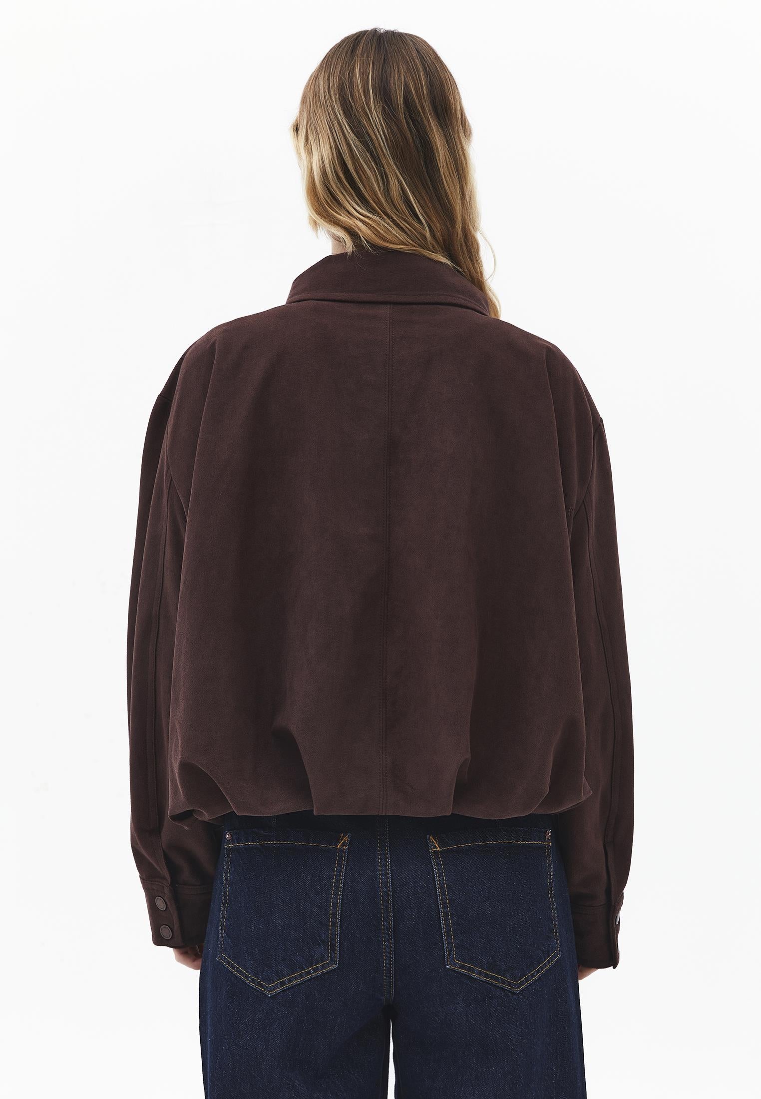 Oversize High Collar Jacket - SHAVED CHOCOLATE