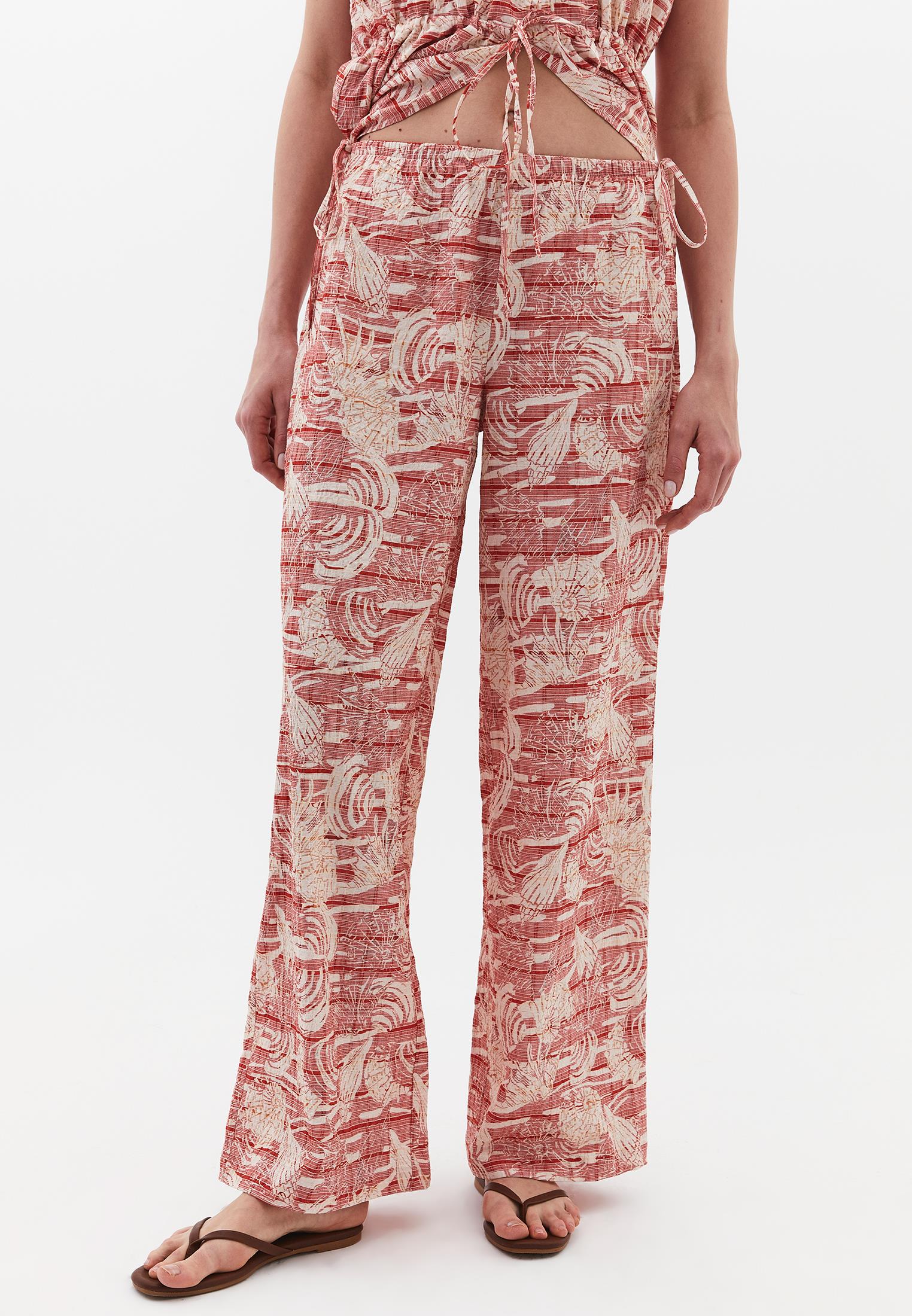 Comfortable Viscose Linen Pants - SHELL COMB
