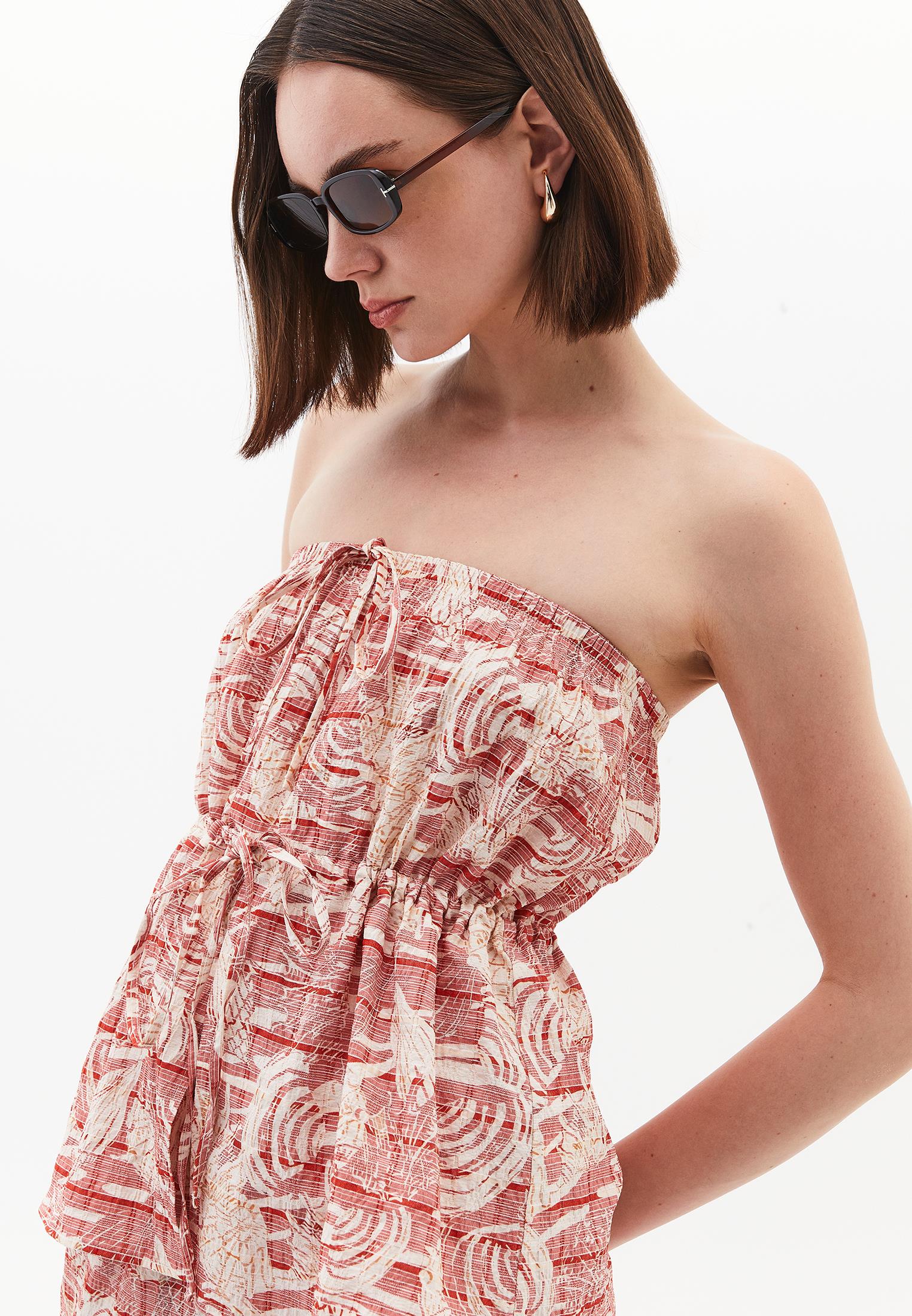 Strapless Viscose Blouse - SHELL COMB
