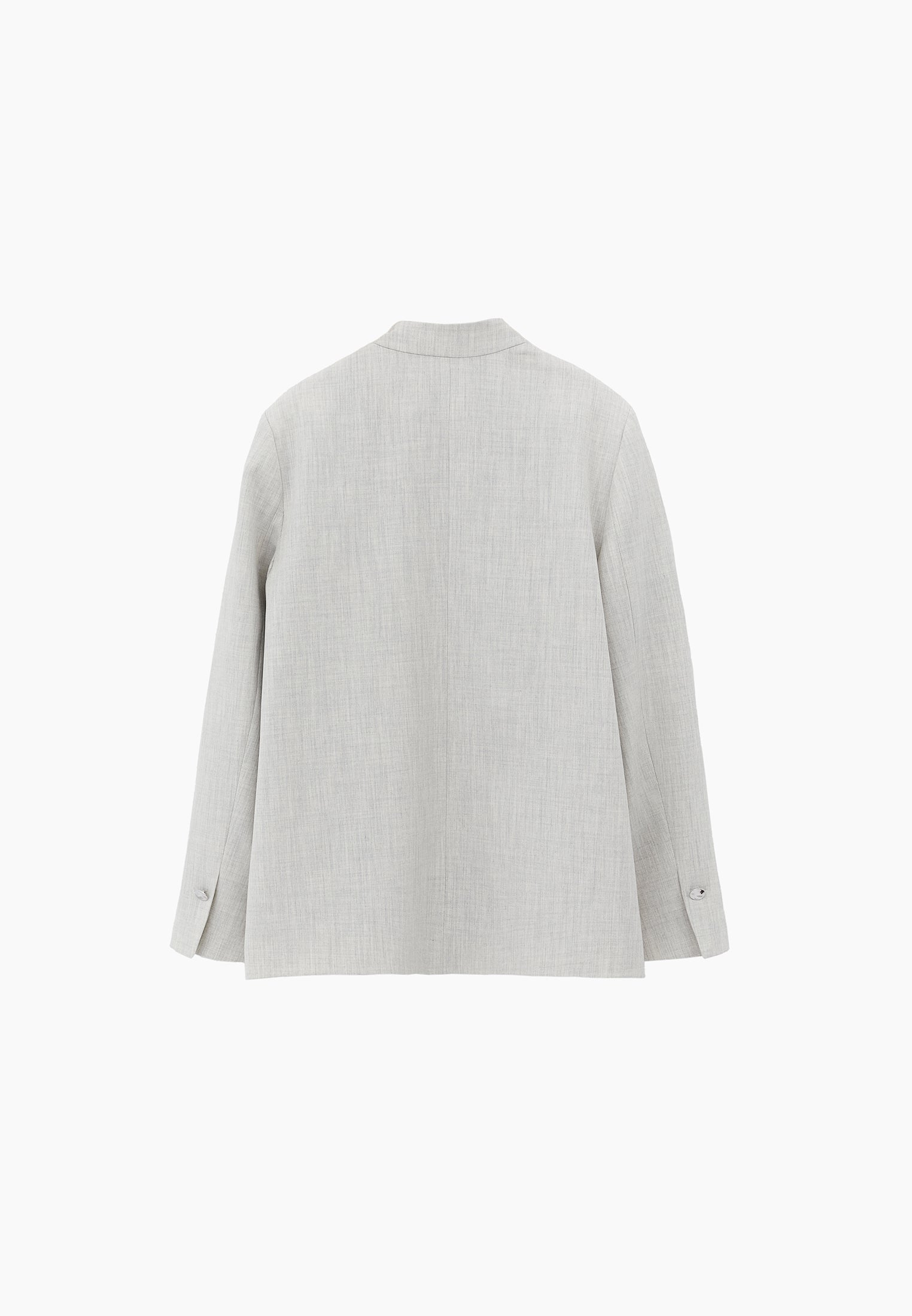 High Collar Button Detailed Oversize Blazer Jacket - SILVER BIRCH MELANGE