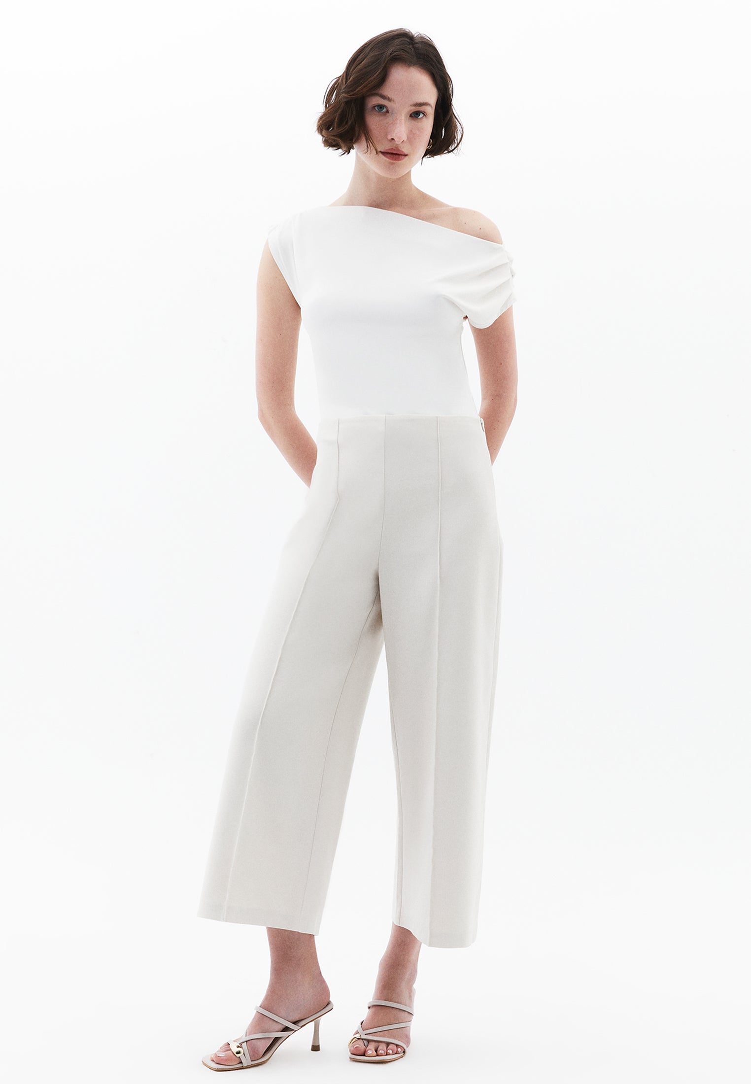 Ultra High Waist Culotte Pants - SILVER BIRCH