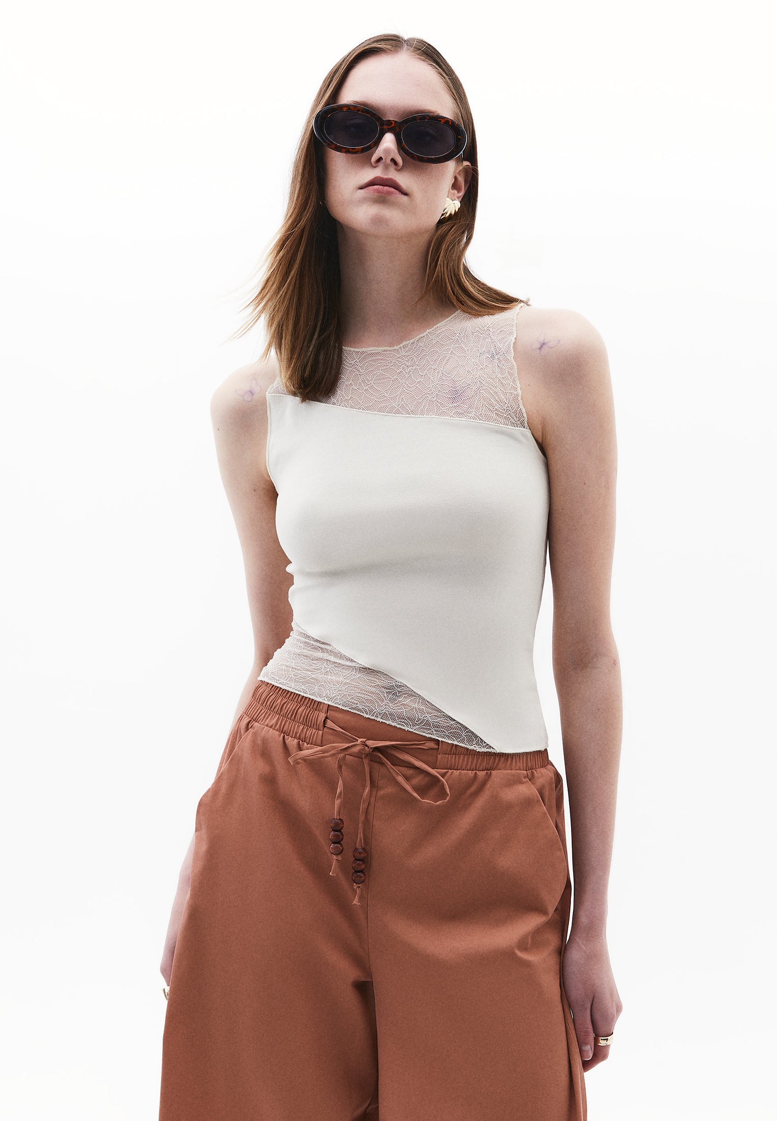 Boat Neck Bodycon Standard Tank Top - SILVER BIRCH