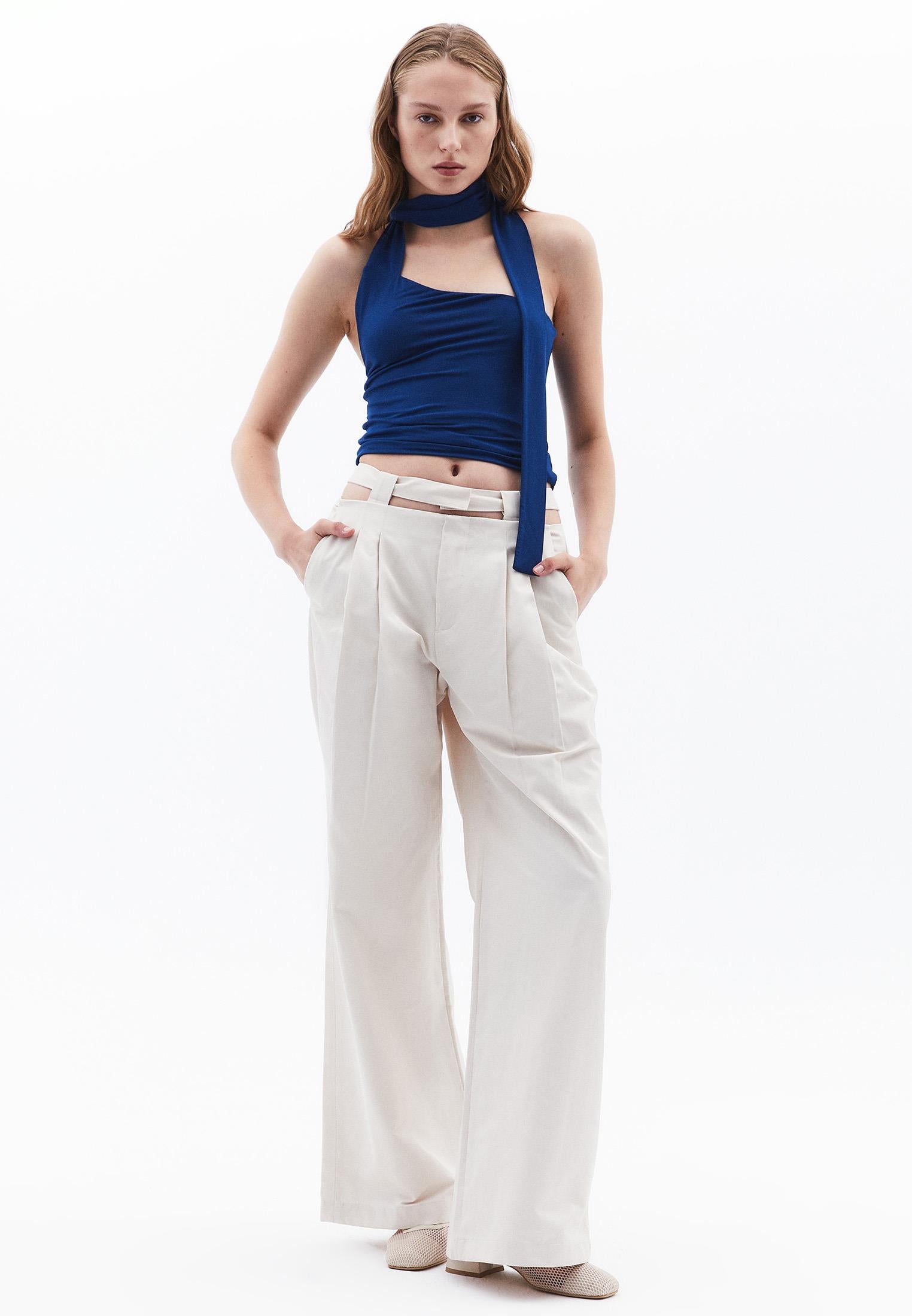 Wide Leg Pants - SILVER BIRCH