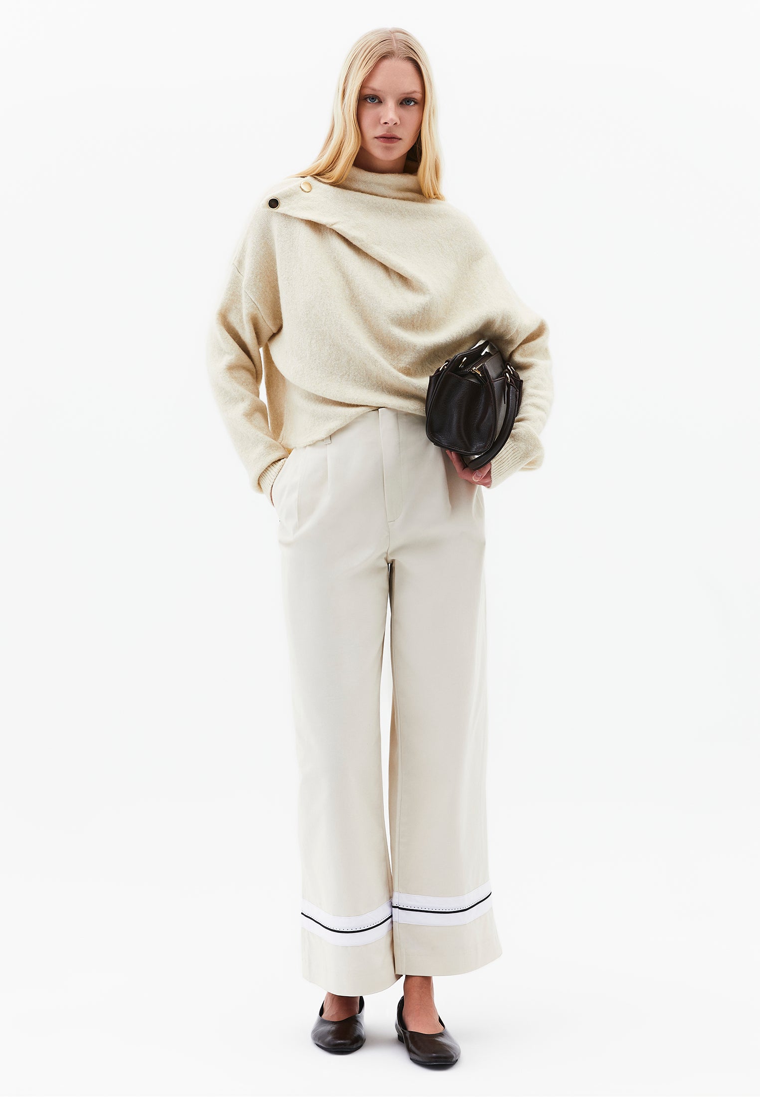 High Waist Straight Pants - SILVER BIRCH