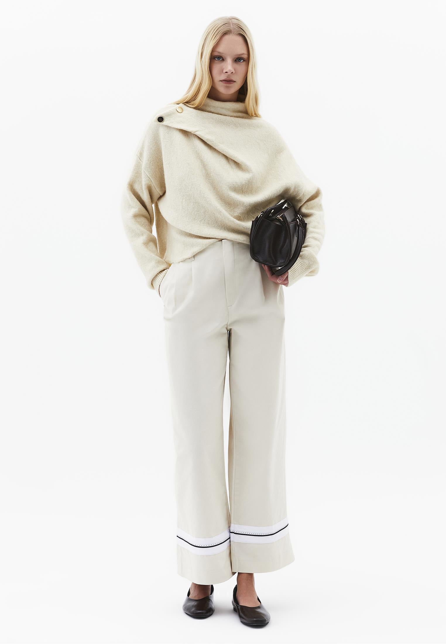 High Waist Straight Pants - SILVER BIRCH