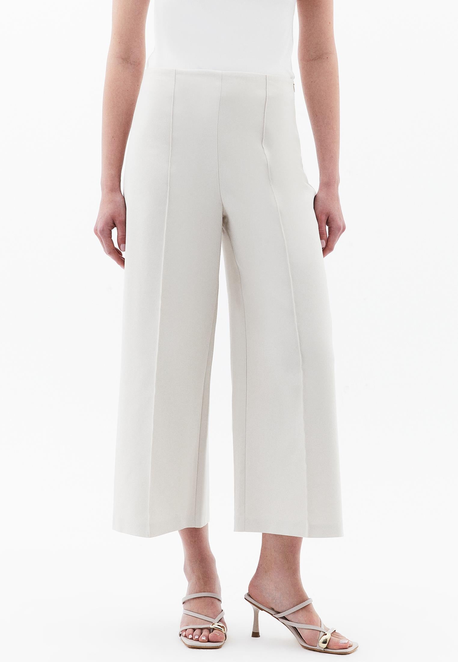 Ultra High Waist Culotte Pants - SILVER BIRCH