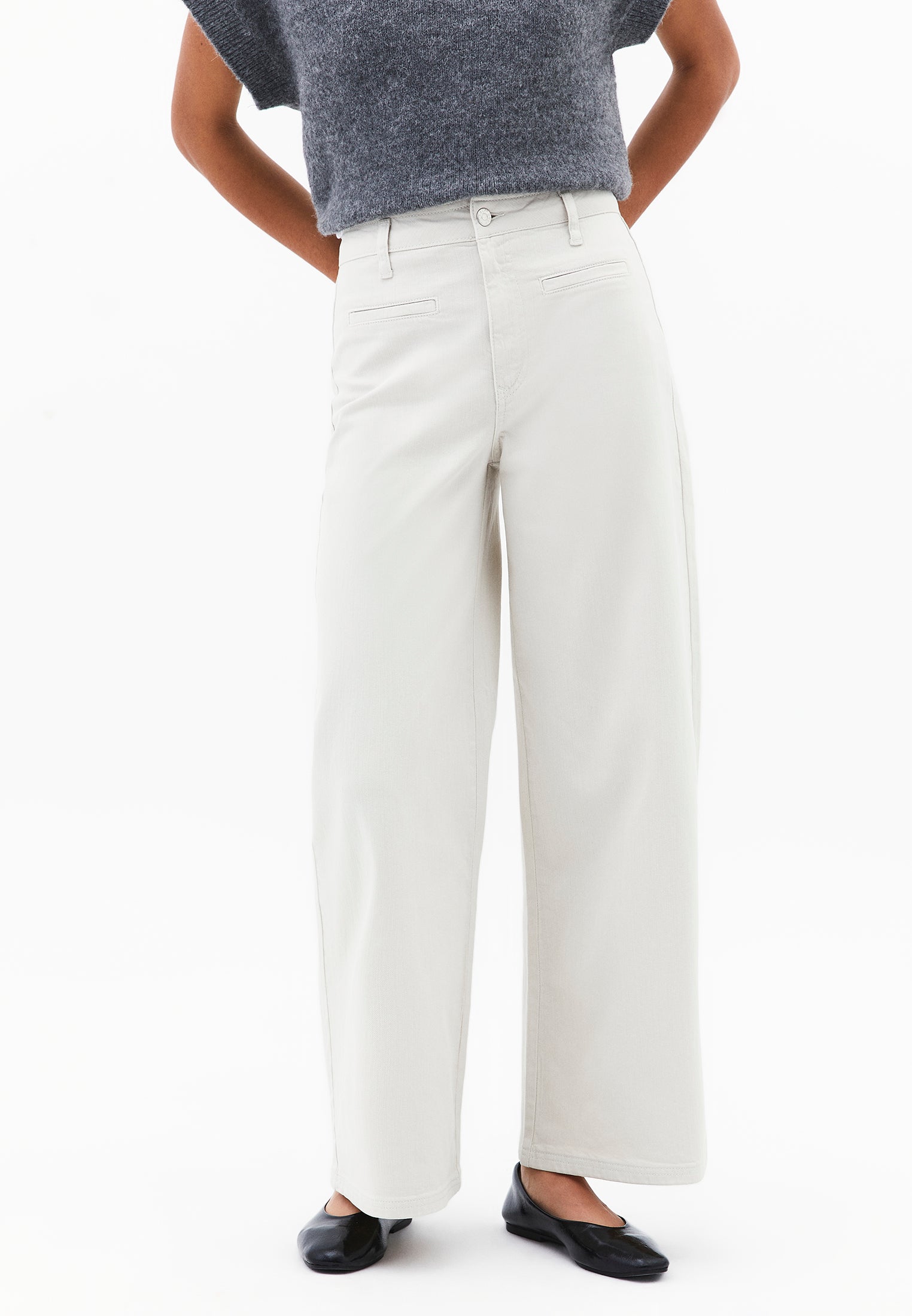 Ultra High Waist Wide Leg Cropped Pants - SILVER BIRCH