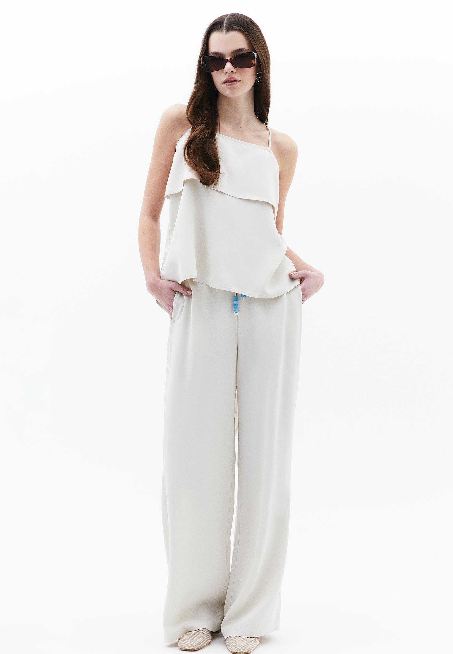 Asymmetric Blouse - SILVER BIRCH