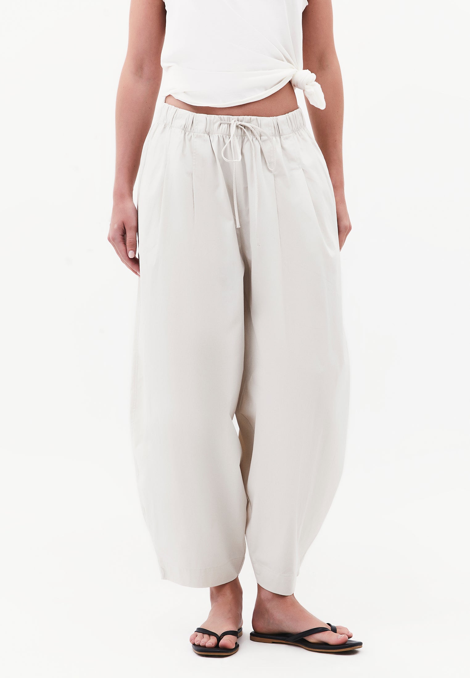 Ultra High Waist Carrot Pants - SILVER BIRCH
