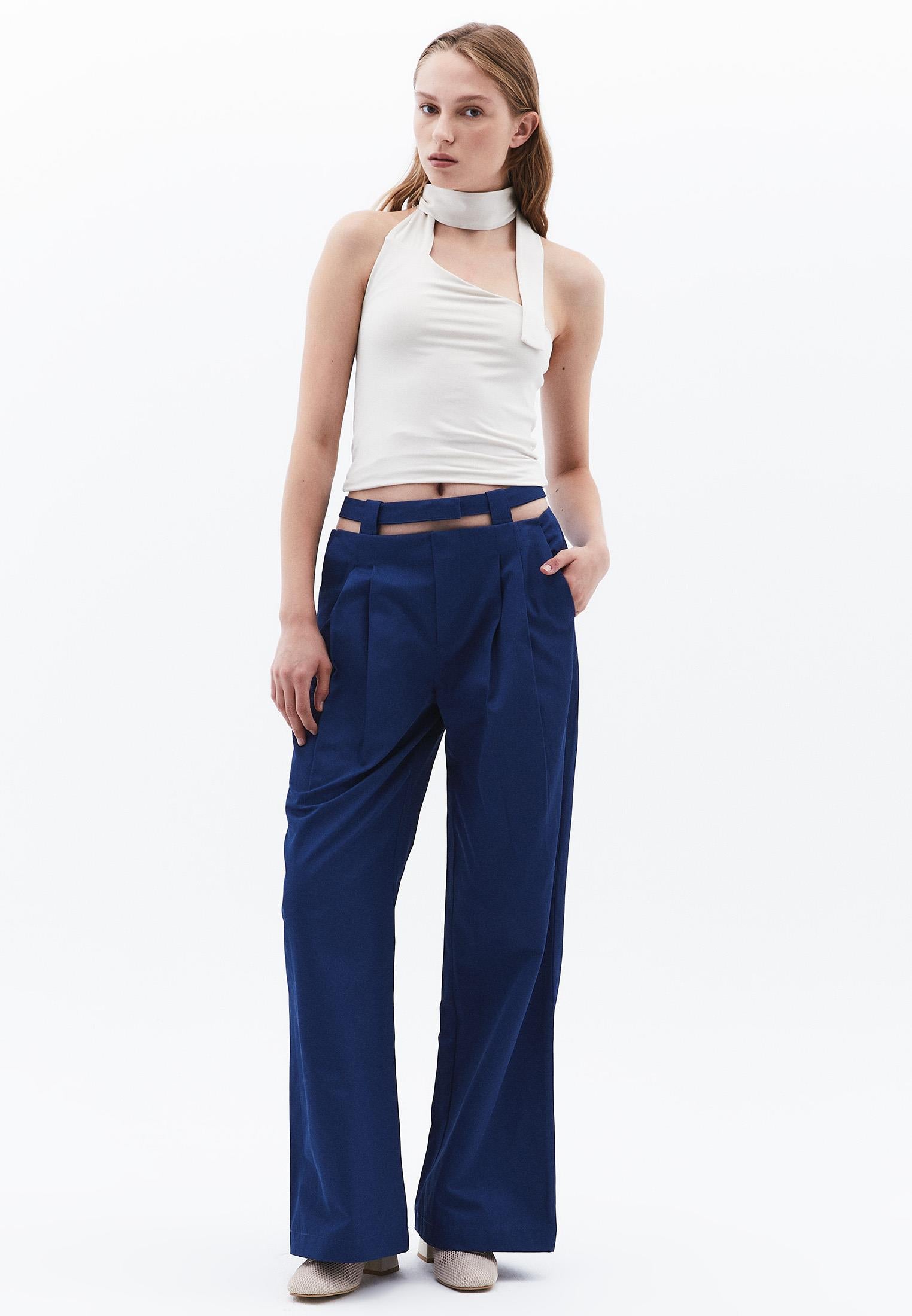 Asymmetric Balloon Sleeve Tank Top - SILVER BIRCH