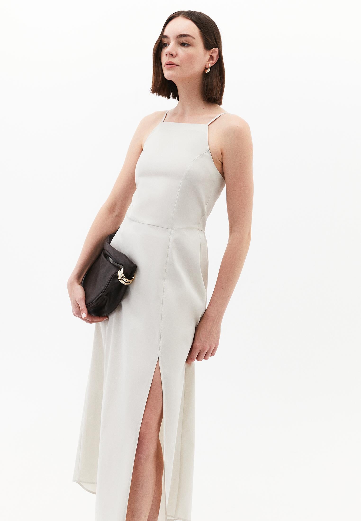 Strappy Halter Neck Long Dress - SILVER BIRCH