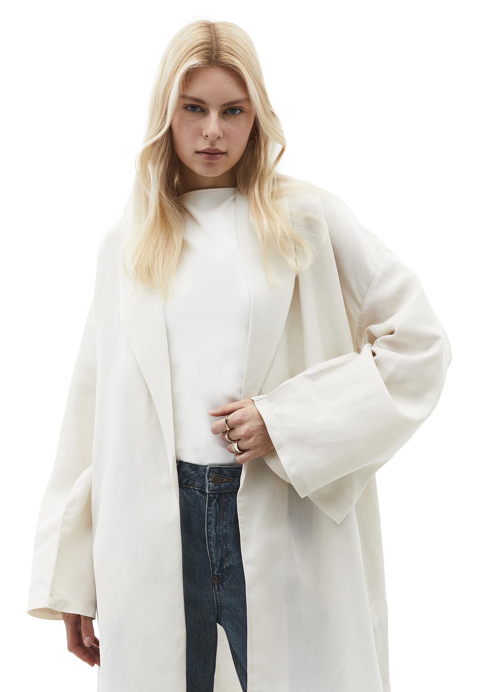 Kimono Tunic With Slit Detail - SILVER BIRCH