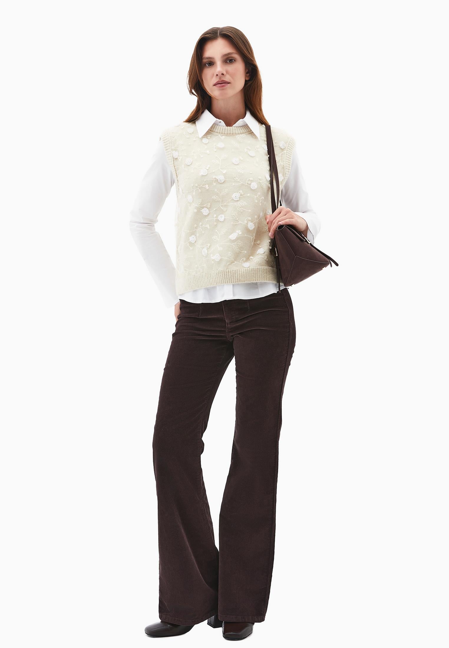 Crew Neck Vest - SILVER BIRCH