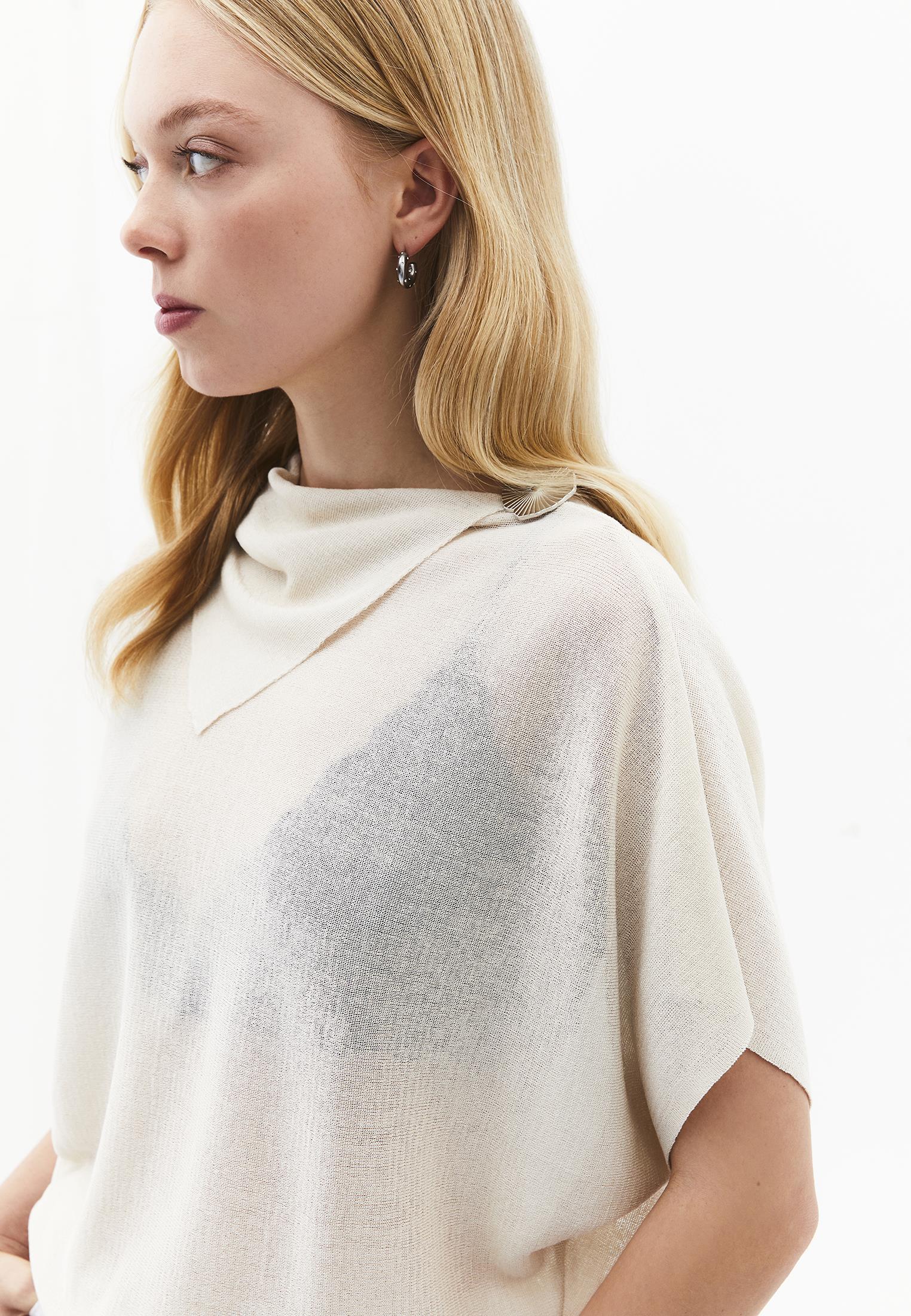 High Neck Sleeveless Oversize Tunic Blouse - SILVER BIRCH