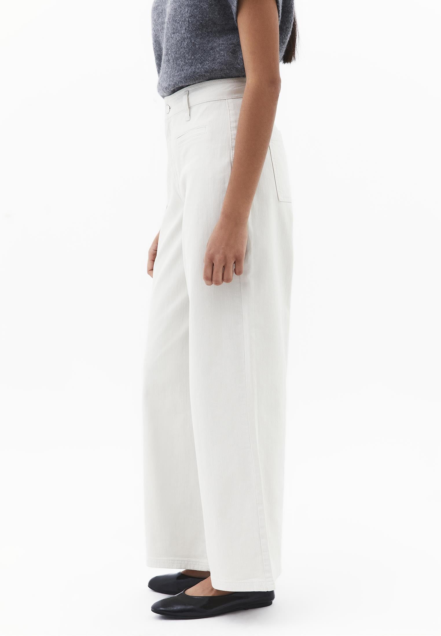 Ultra High Waist Wide Leg Cut Pocket Detailed Cropped Pants - SILVER BIRCH