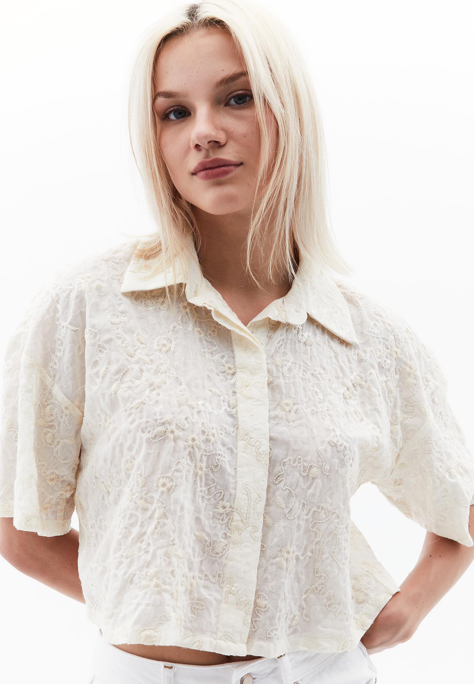 Short Sleeve Buttoned Shirt - SILVER BIRCH