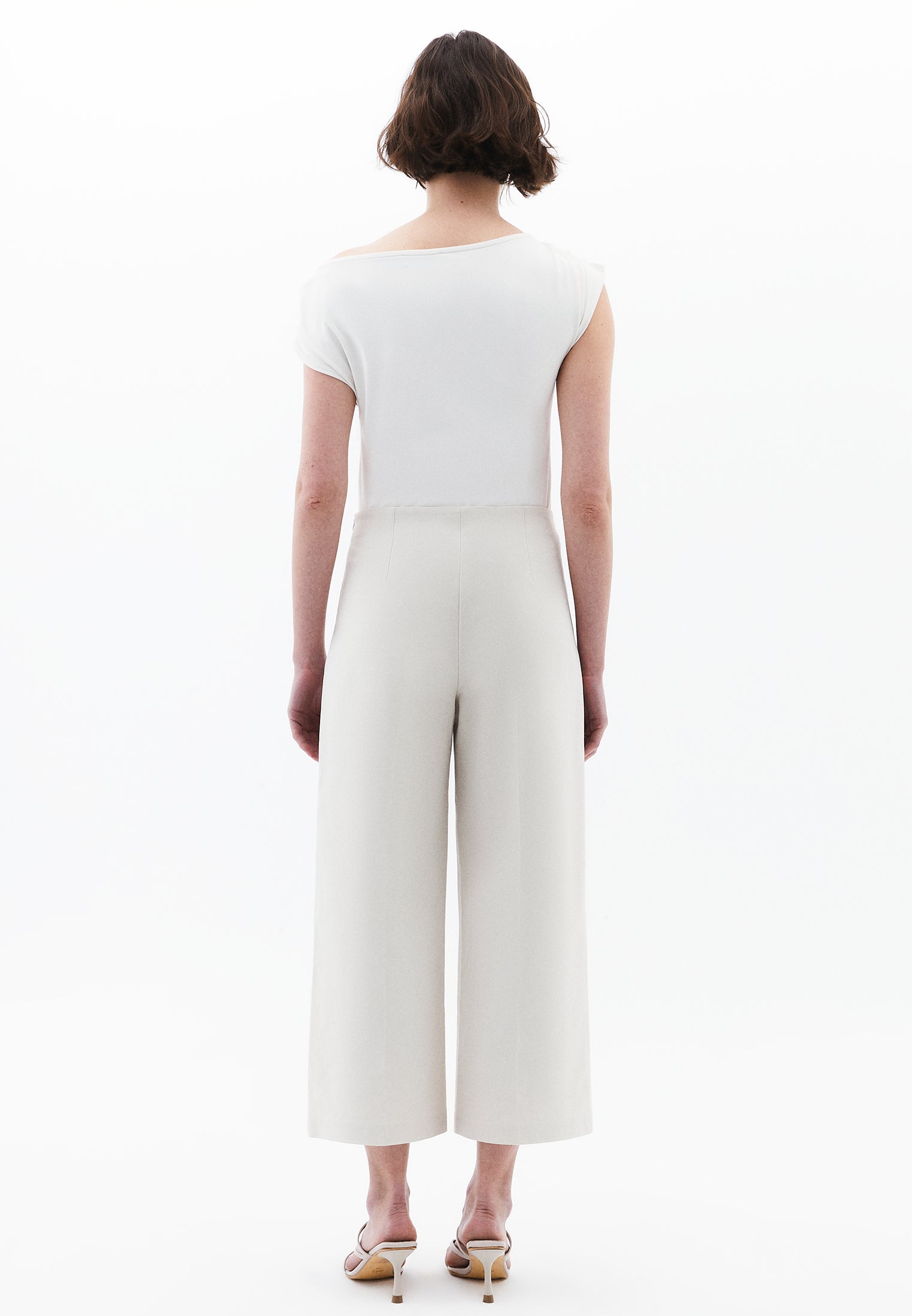 Ultra High Waist Culotte Pants - SILVER BIRCH