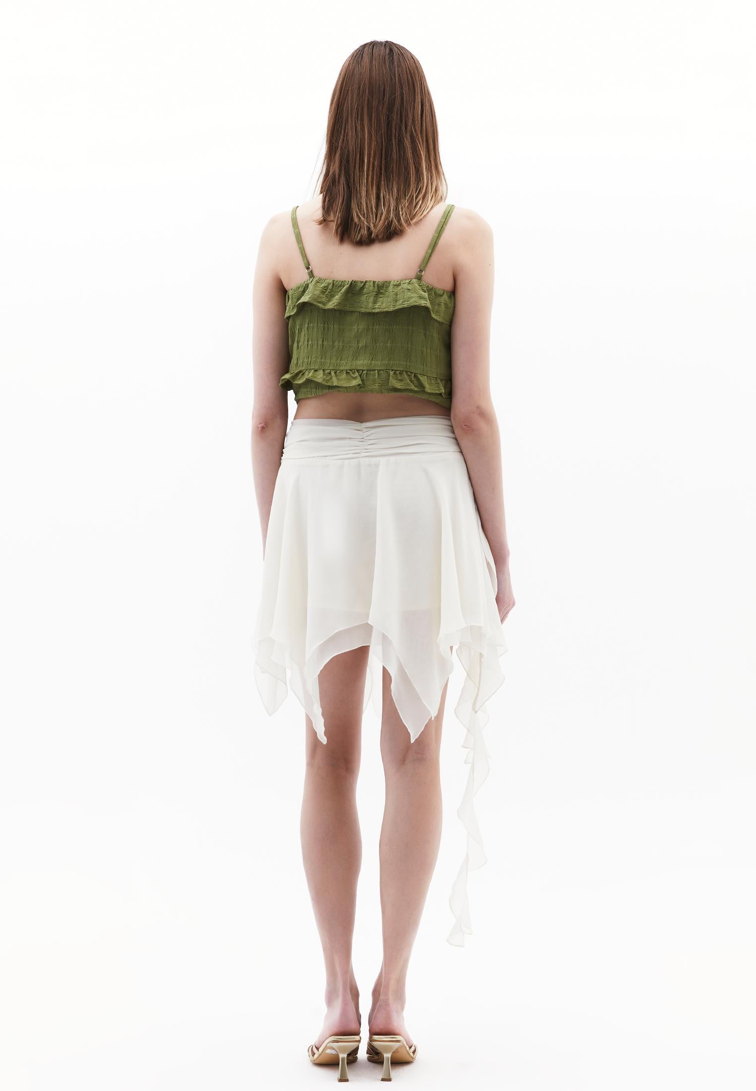 Asymmetric Flared Skirt - SILVER BIRCH