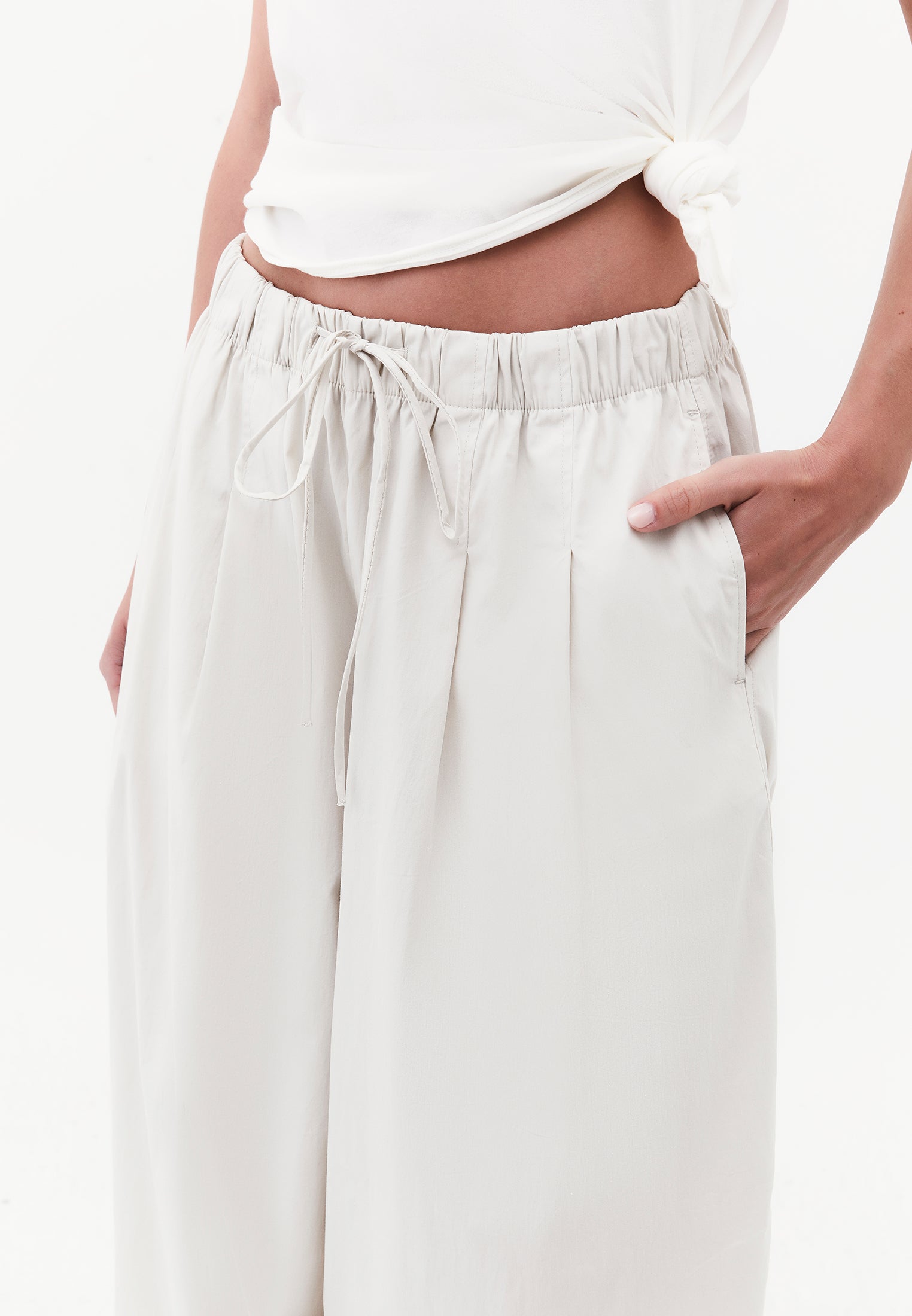Ultra High Waist Carrot Pants - SILVER BIRCH