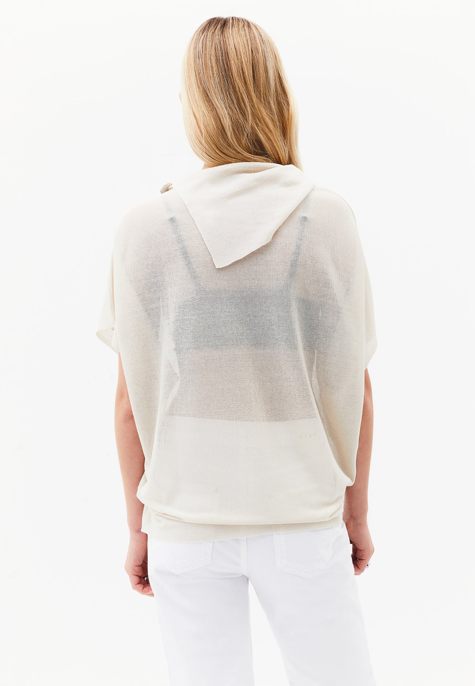 High Neck Sleeveless Oversize Tunic Blouse - SILVER BIRCH