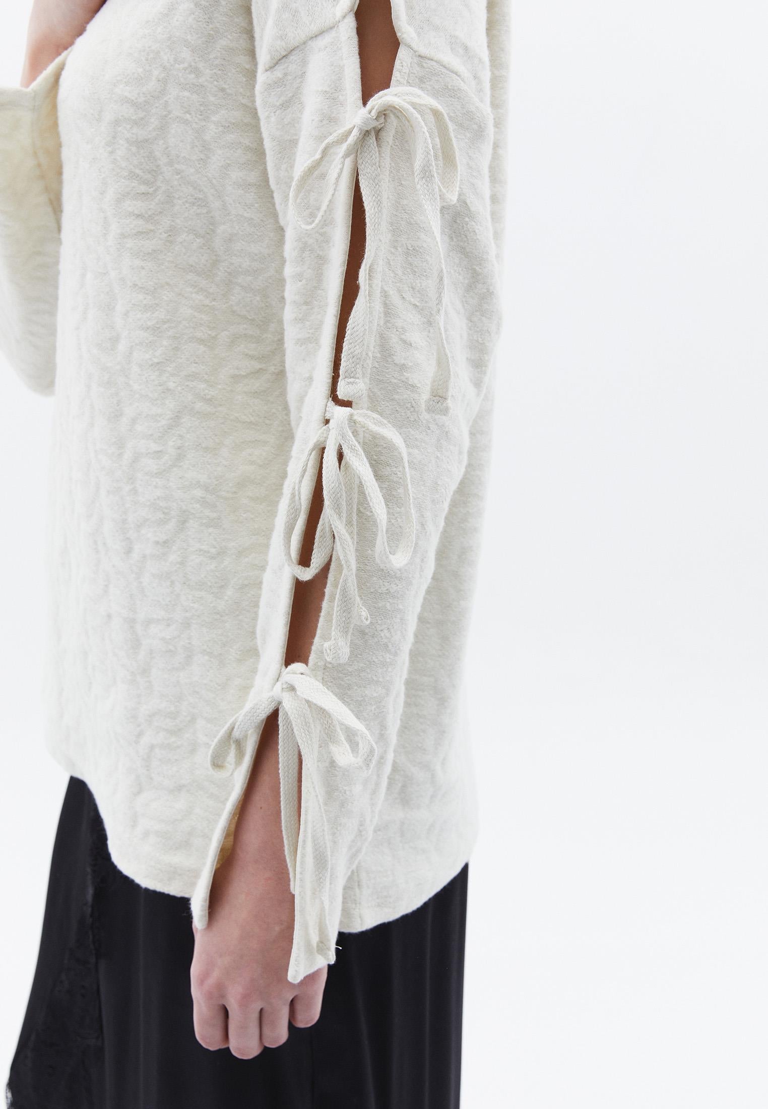 Crew Neck Long Sleeve Detailed Sweatshirt - SILVER BIRCH