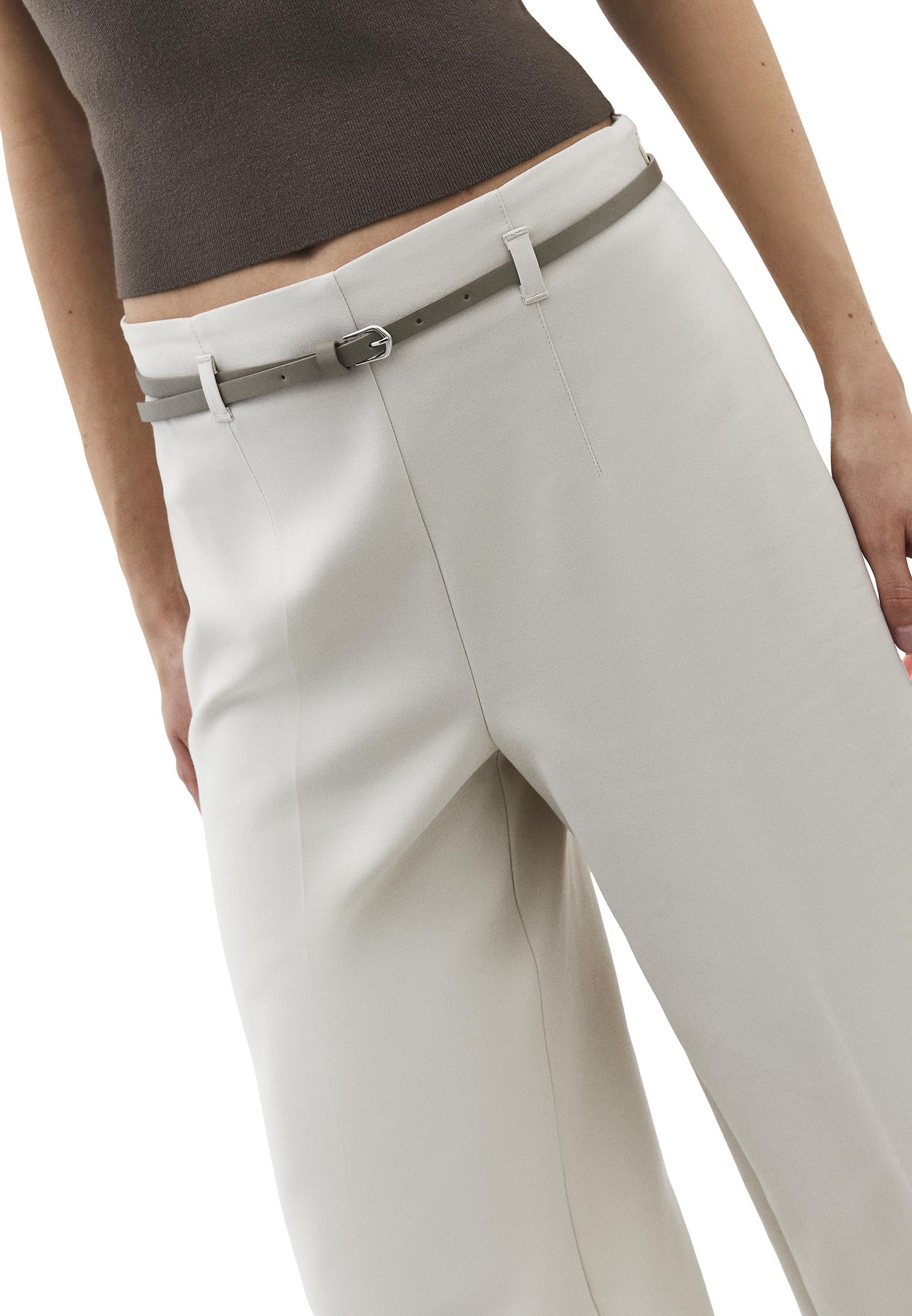 Ultra High Waist Belted Culotte Pants - SILVER BIRCH