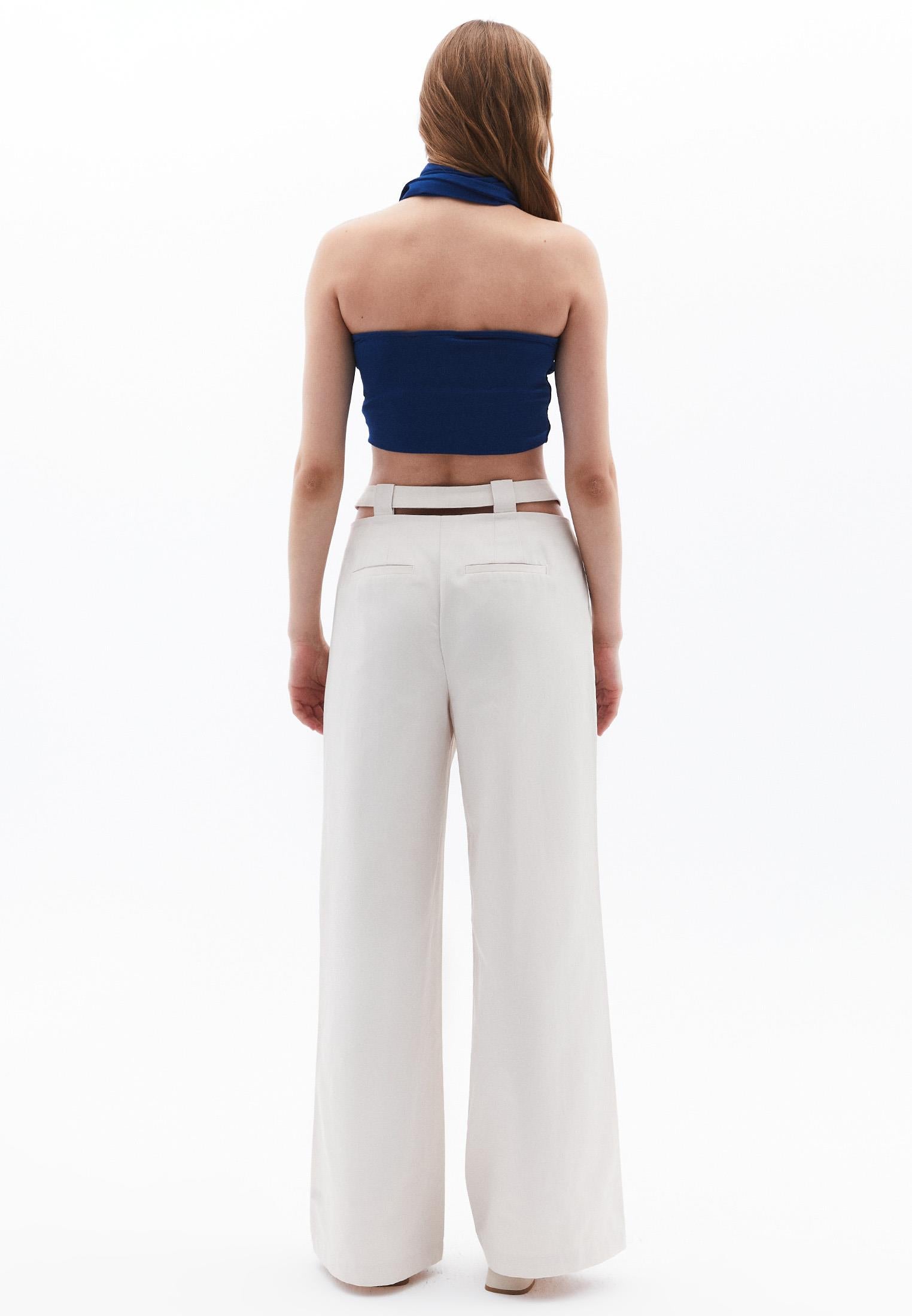 Wide Leg Pants - SILVER BIRCH