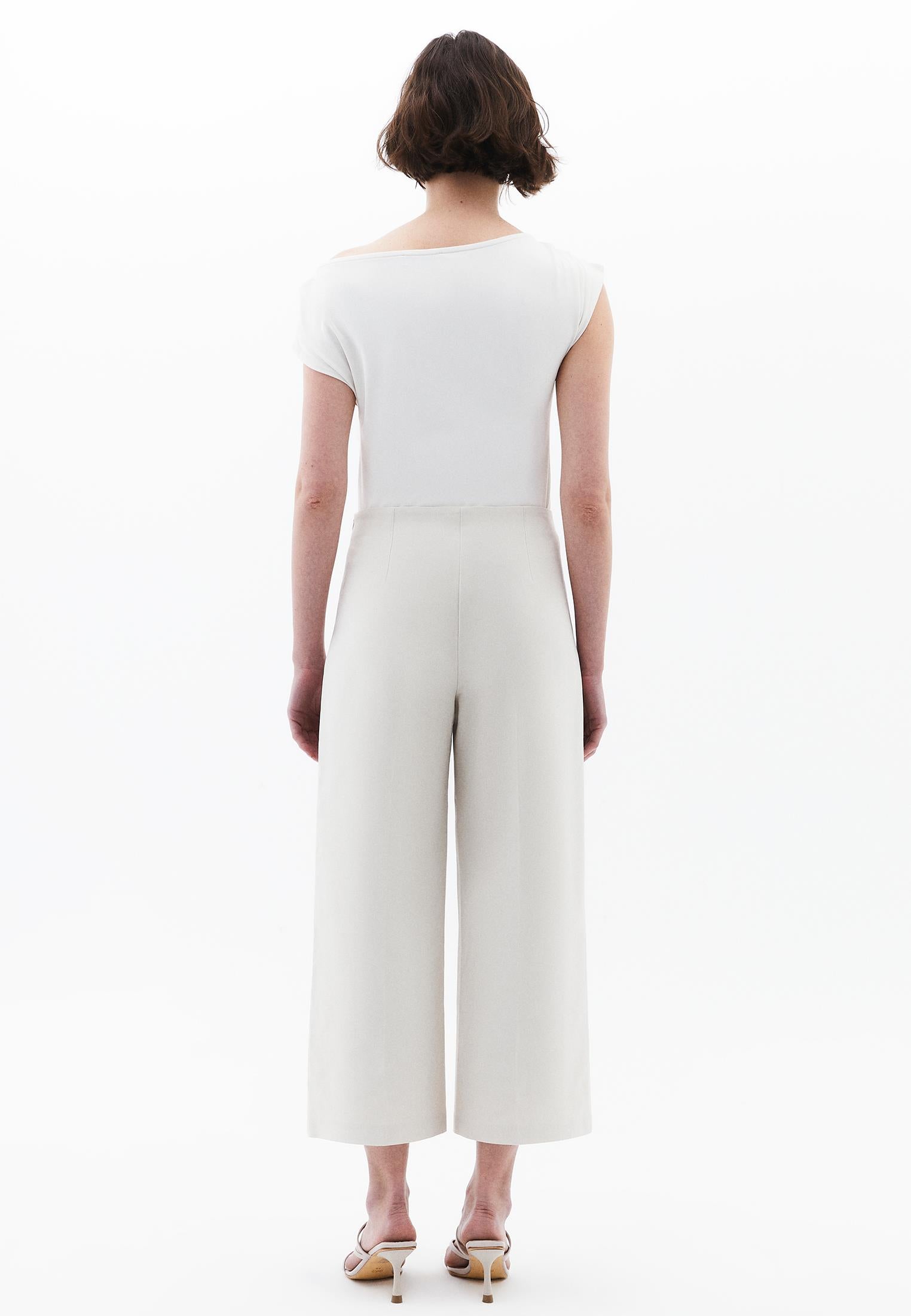 Ultra High Waist Culotte Pants - SILVER BIRCH