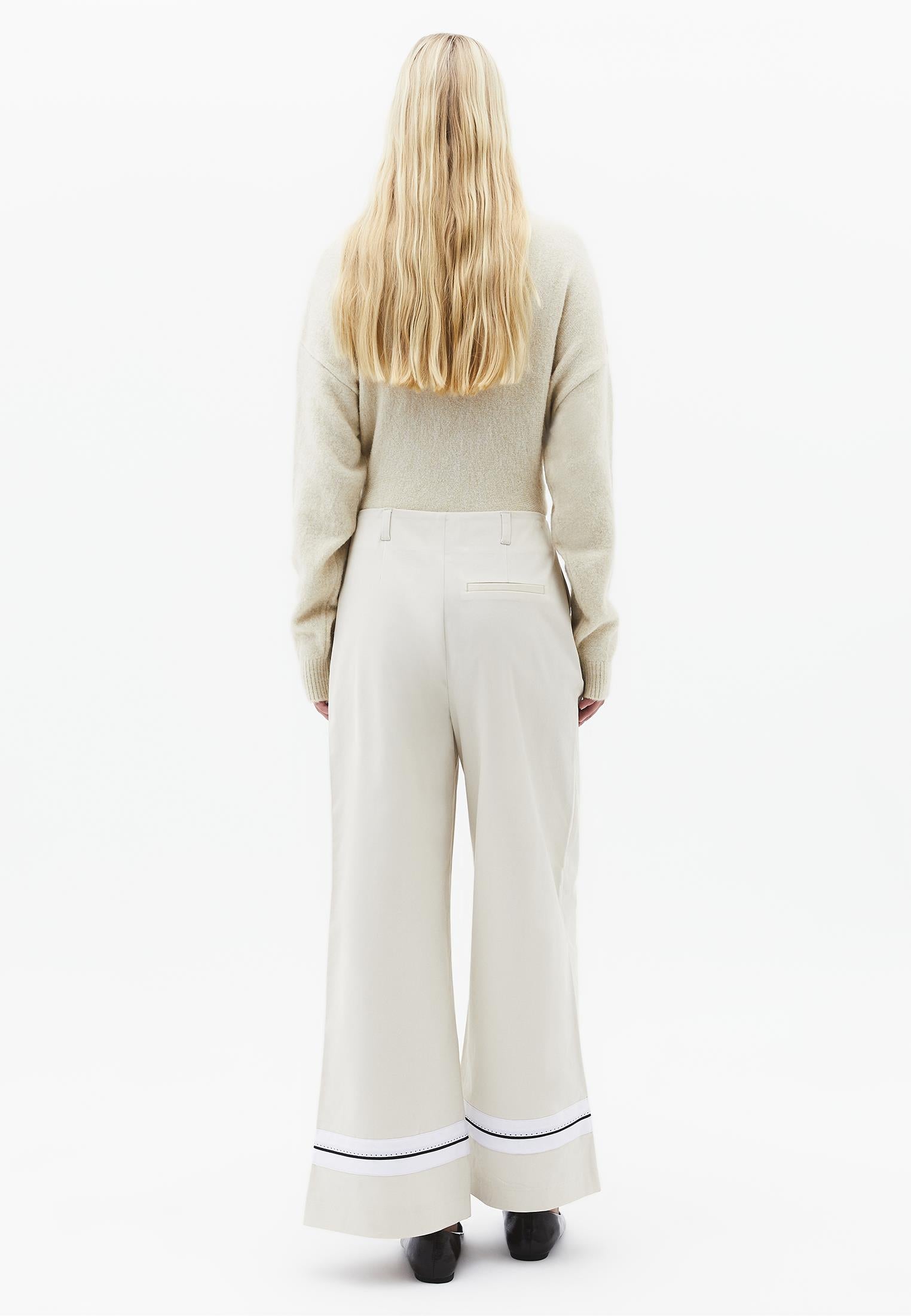 High Waist Straight Pants - SILVER BIRCH