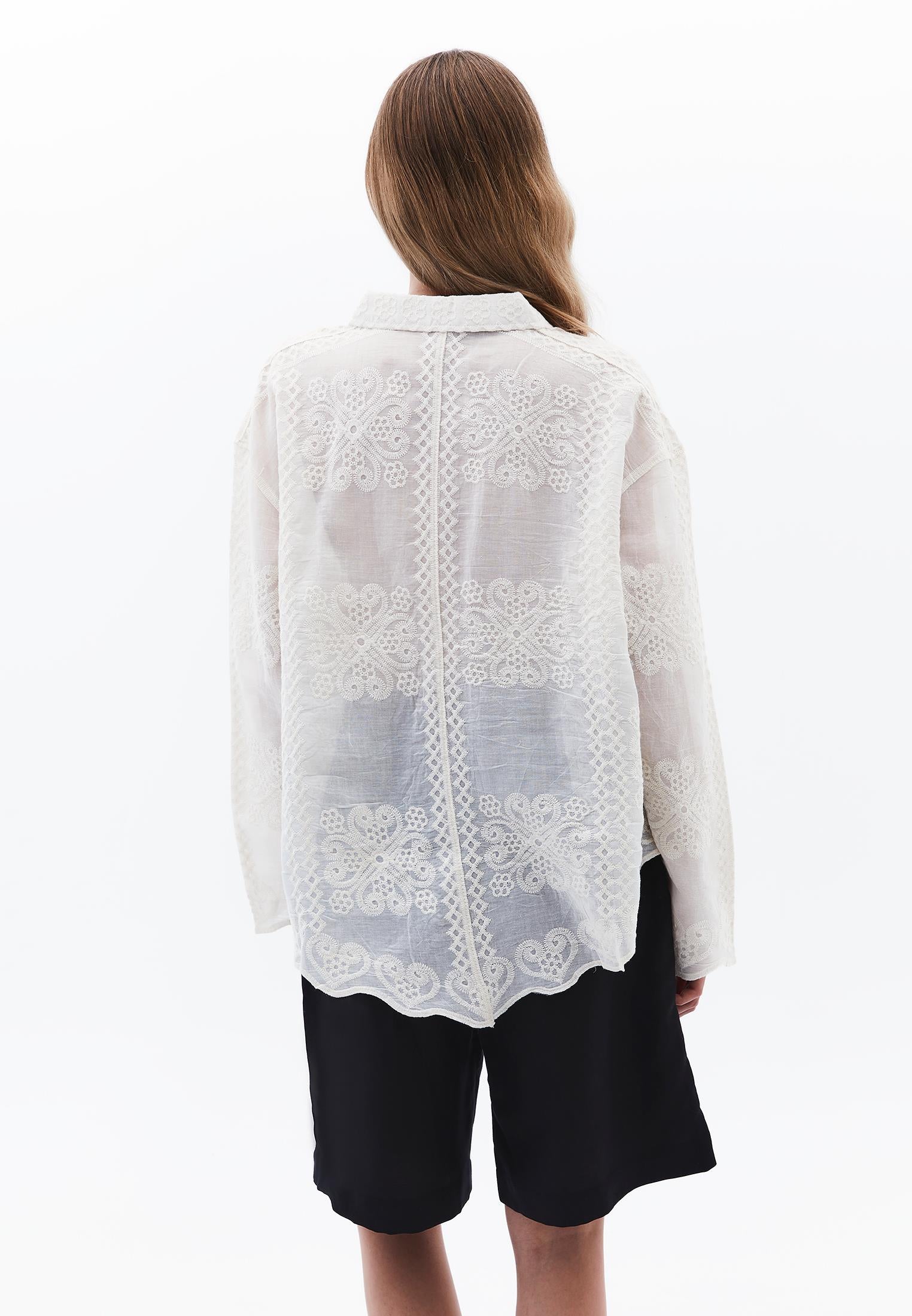 Embroidered Detail Shirt - SILVER BIRCH