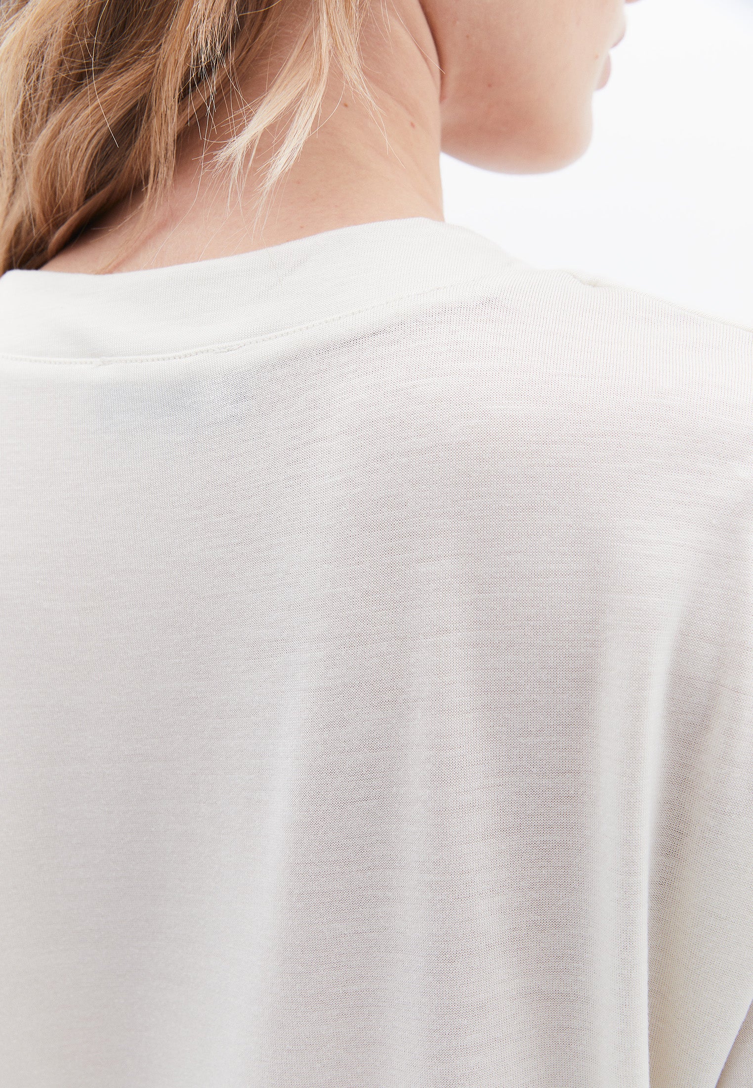 V Neck Oversize Short Sleeve T-Shirt - SILVER BIRCH